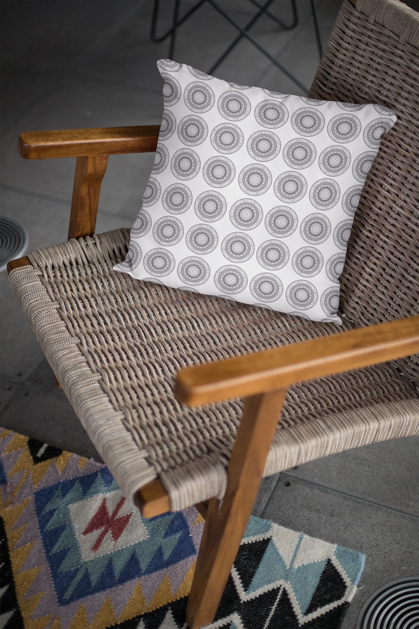 Printed Ethnic Cushion Cover with Filler Included ( 12 inch x 12 inch ) - Image 2