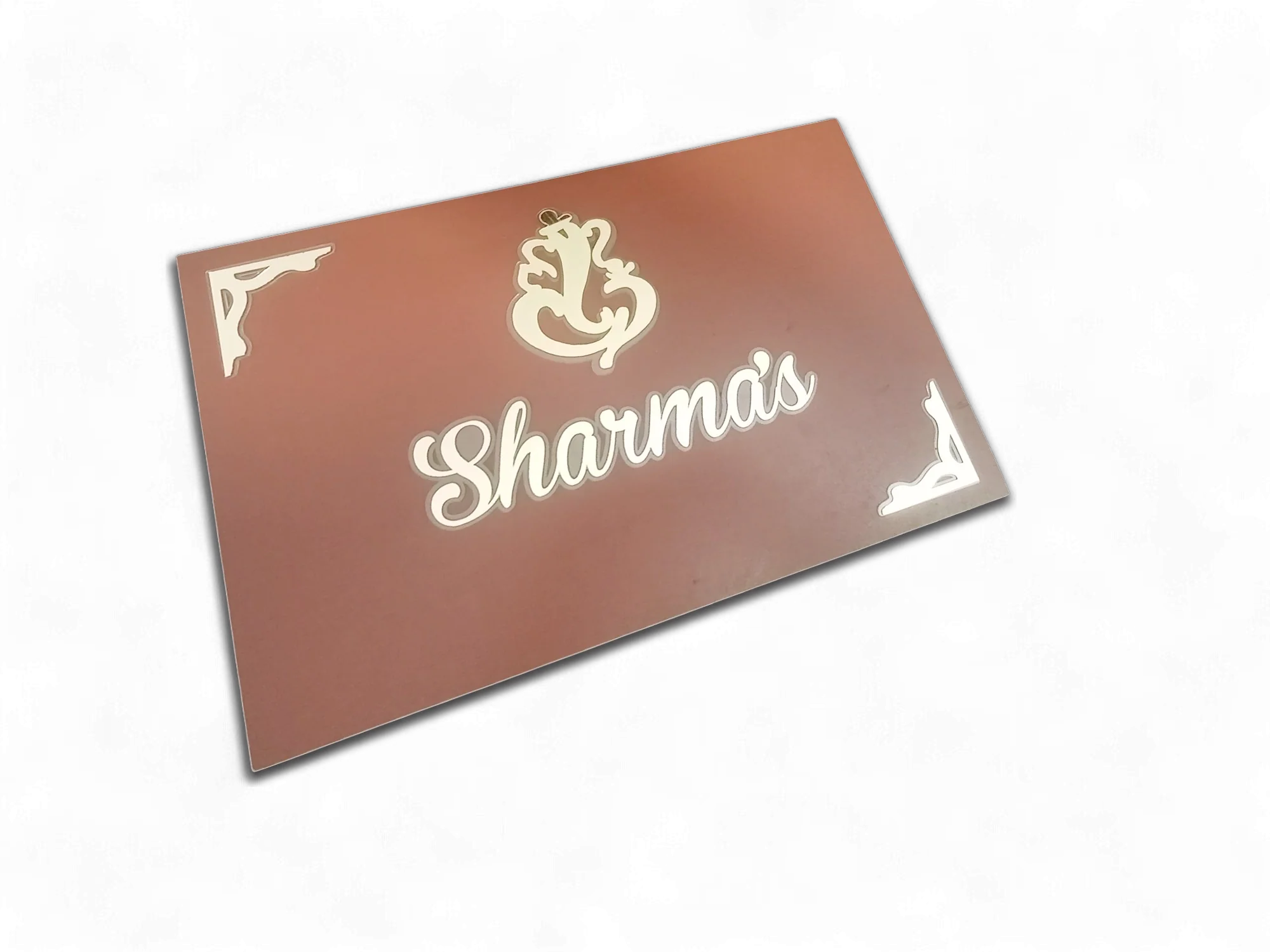 Sharma's Name Plate For Home / Office Door - Wooden Base with Acrylic Design - Image 2