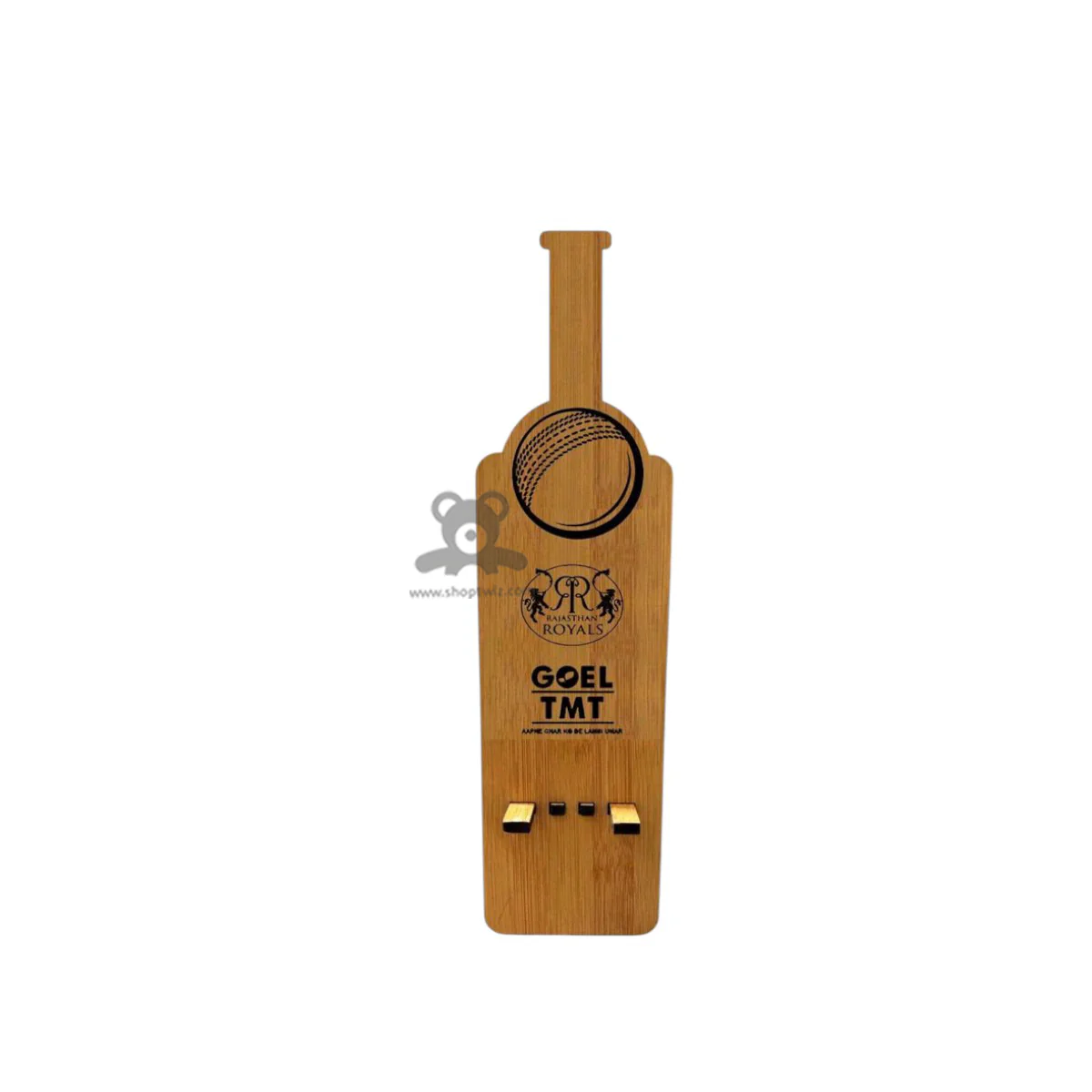 ShopTwiz Beautiful Wooden Mobile Stand of Cricket Bat Shape for Corporate Gifting - Image 2