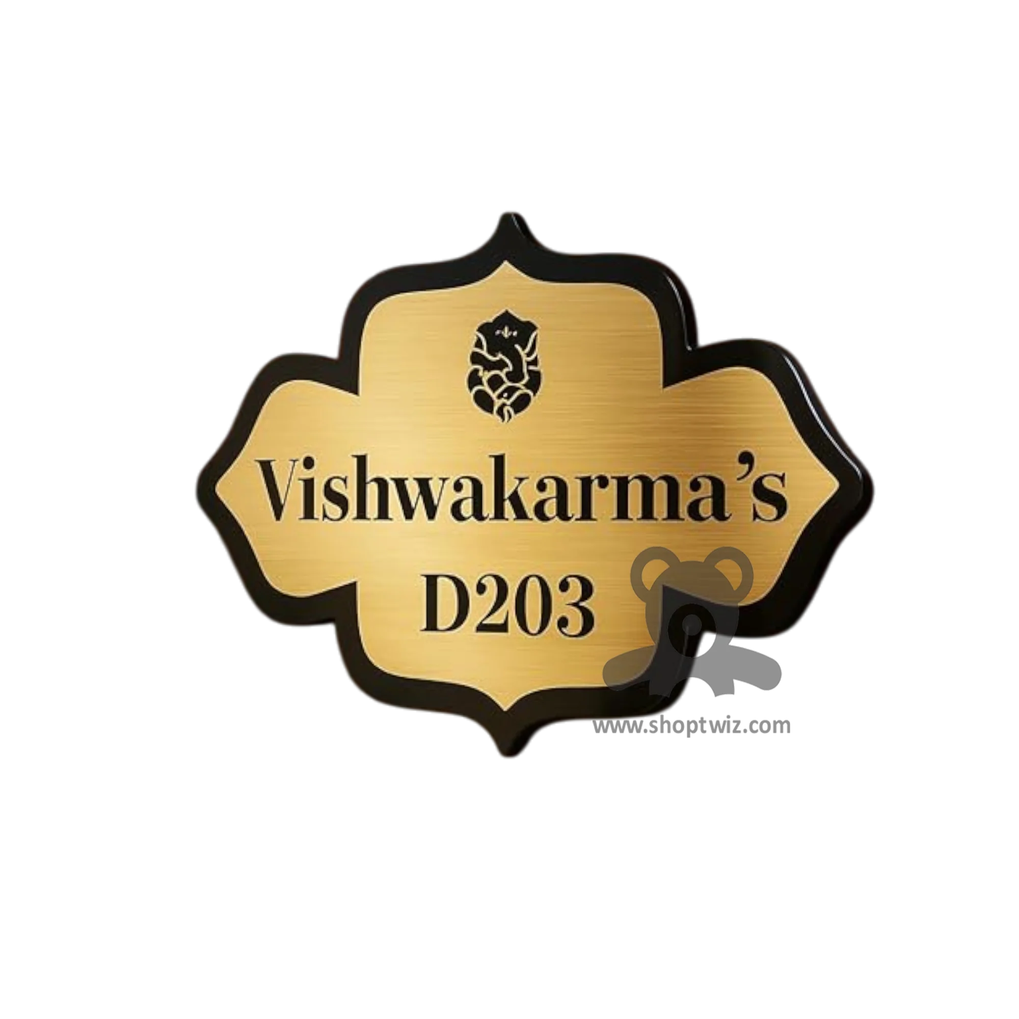 ShopTwiz Black Design Golden Black Letter Name Plate for House and Office - Image 2