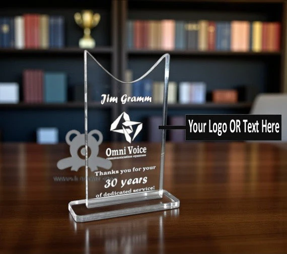 ShopTwiz Customized Acrylic Award Trophy – Personalized Logo & Name Corporate Gift