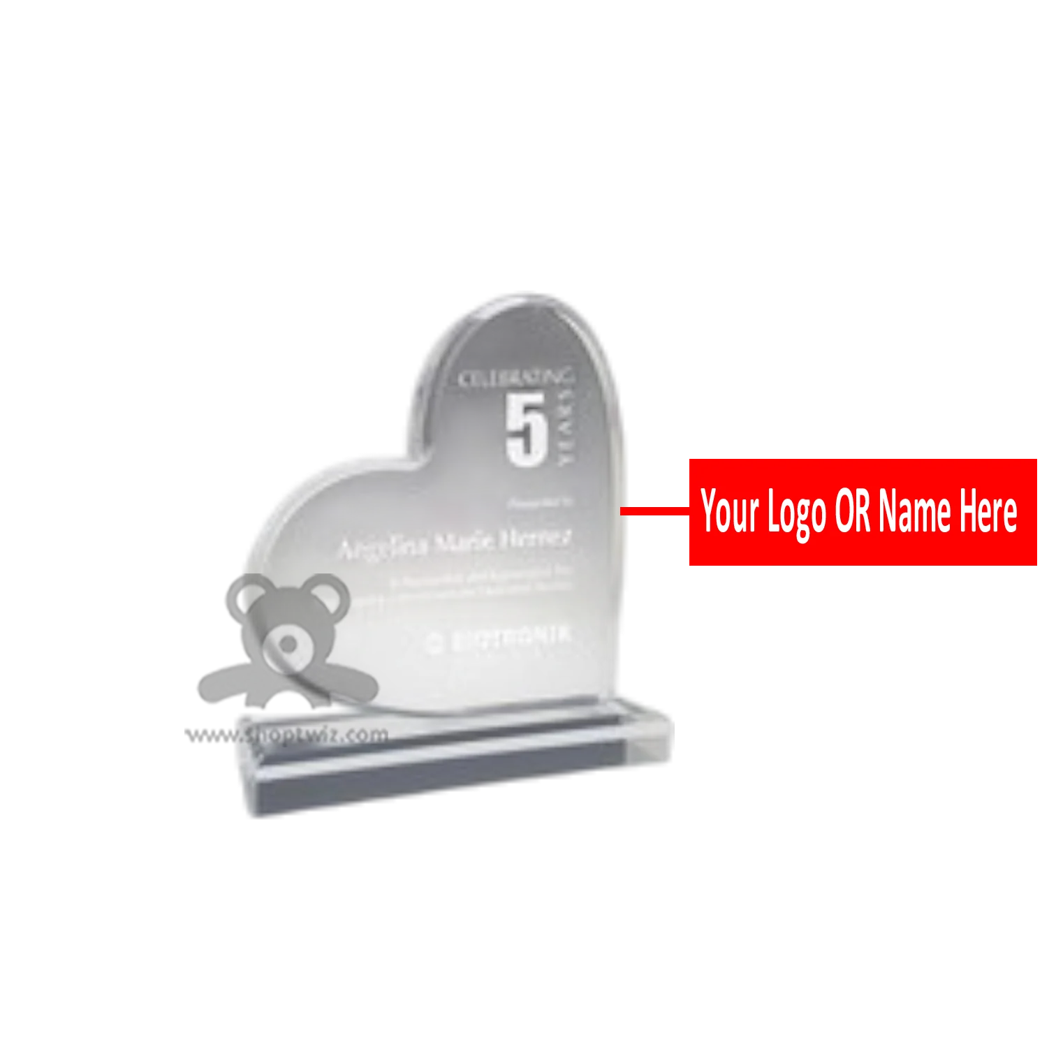 ShopTwiz Customized Acrylic Love Heart Award – Personalized Logo & Name Corporate Gift - Image 2