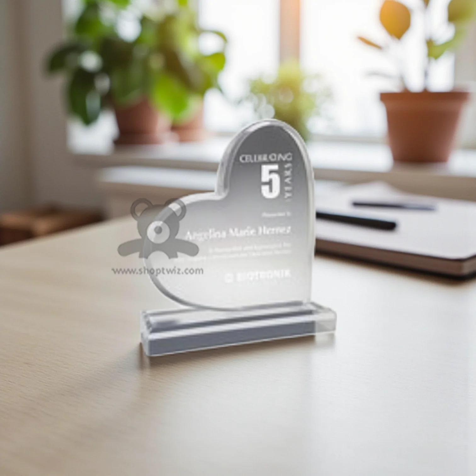 ShopTwiz Customized Acrylic Love Heart Award – Personalized Logo & Name Corporate Gift - Image 3