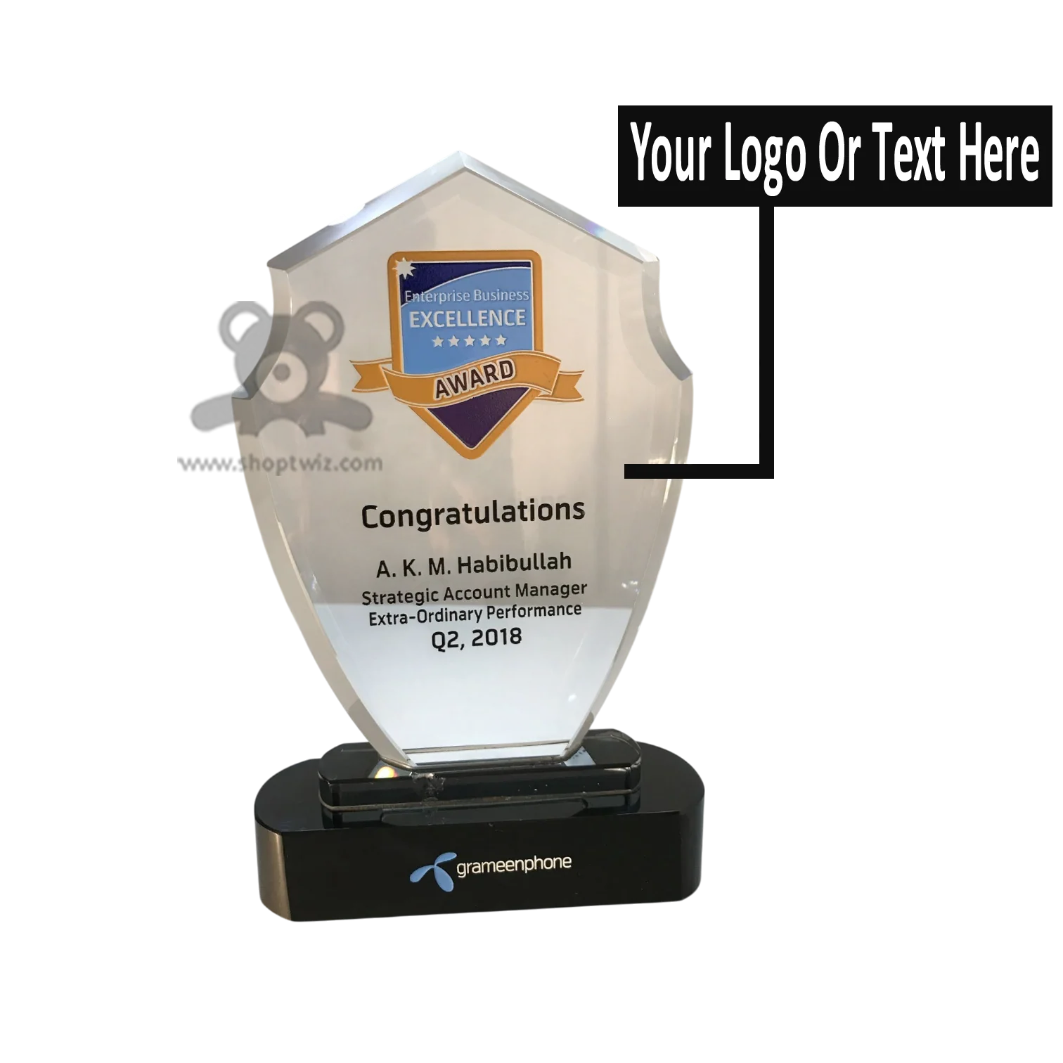 ShopTwiz Customized Crystal Trophy – Personalized Logo & Name Corporate Gift - Image 2