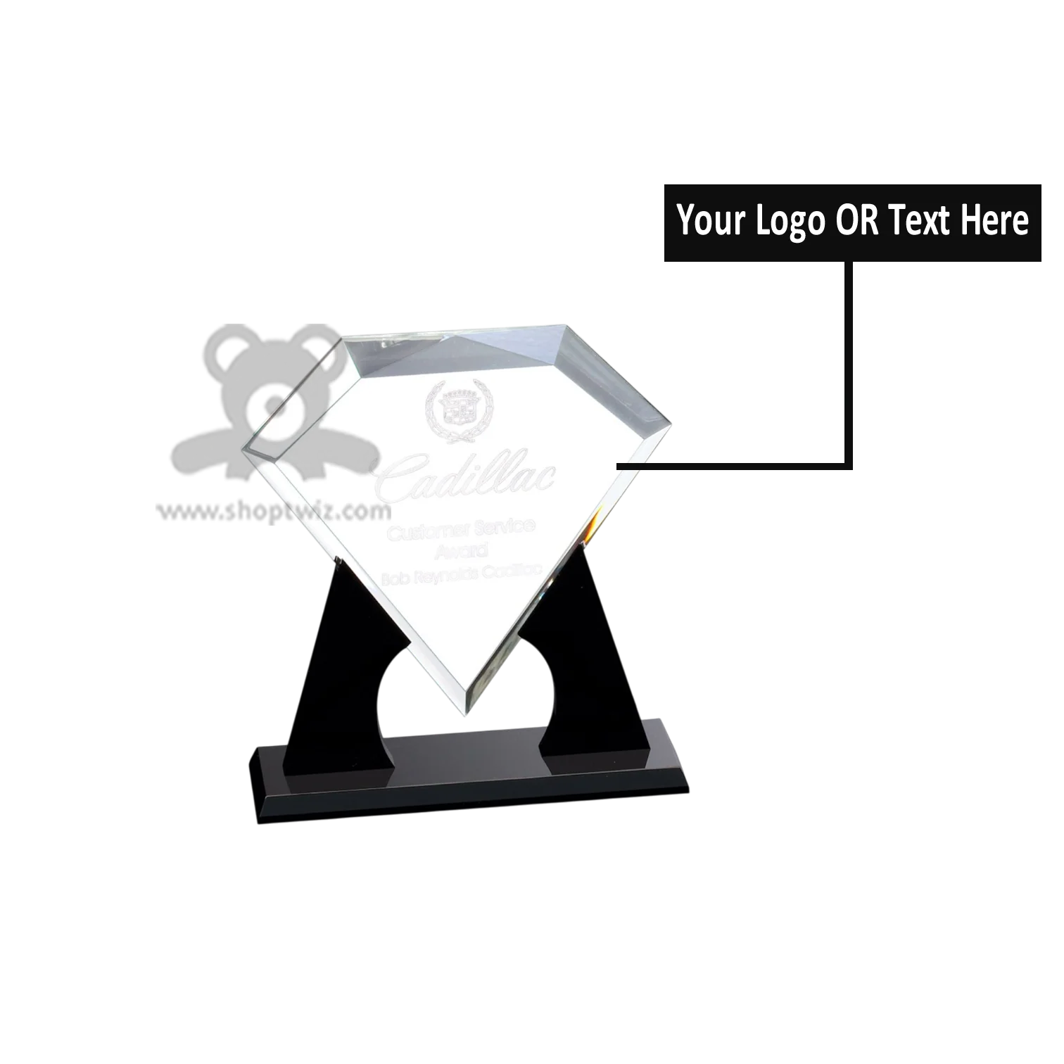 ShopTwiz Customized Diamond-Shaped Trophy – Personalized Logo & Name Corporate Gift - Image 2