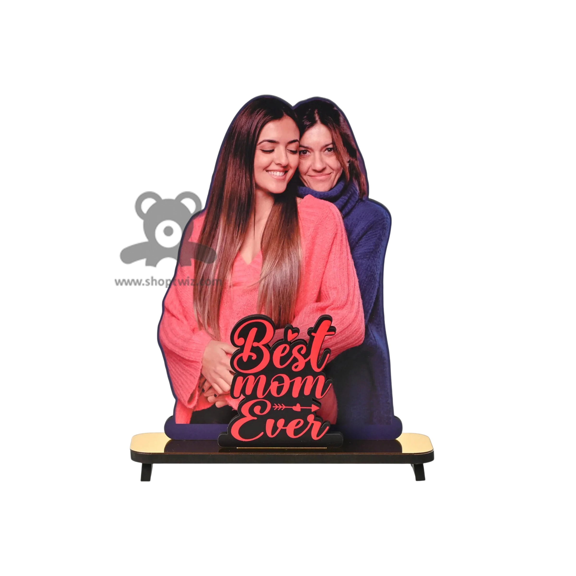 ShopTwiz Customized Heart Shaped Wooden Best Mom Ever Photo Stand - Special Mother's Day Gift - Image 3