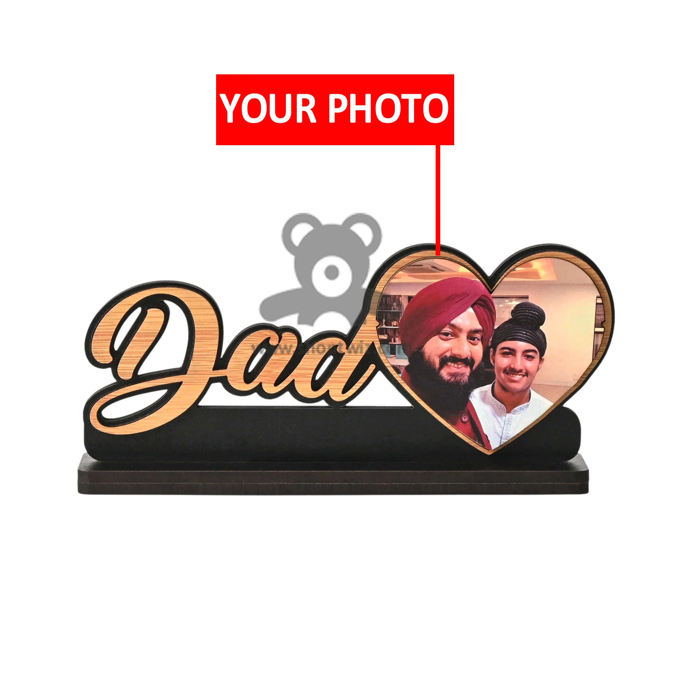 ShopTwiz Customized Wooden Dad Heart Photo Frame - Special Father's Day Gift