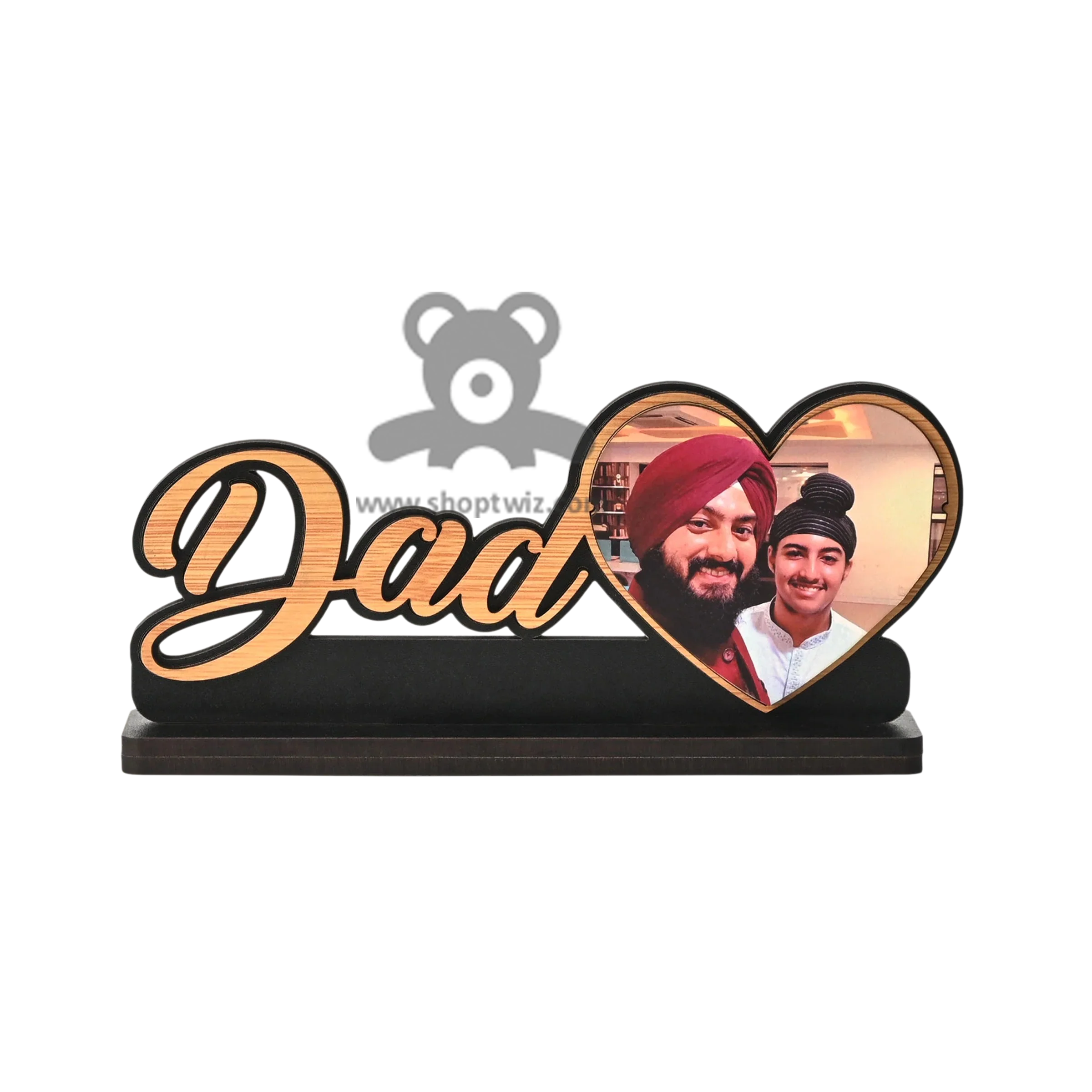 ShopTwiz Customized Wooden Dad Heart Photo Frame - Special Father's Day Gift - Image 2