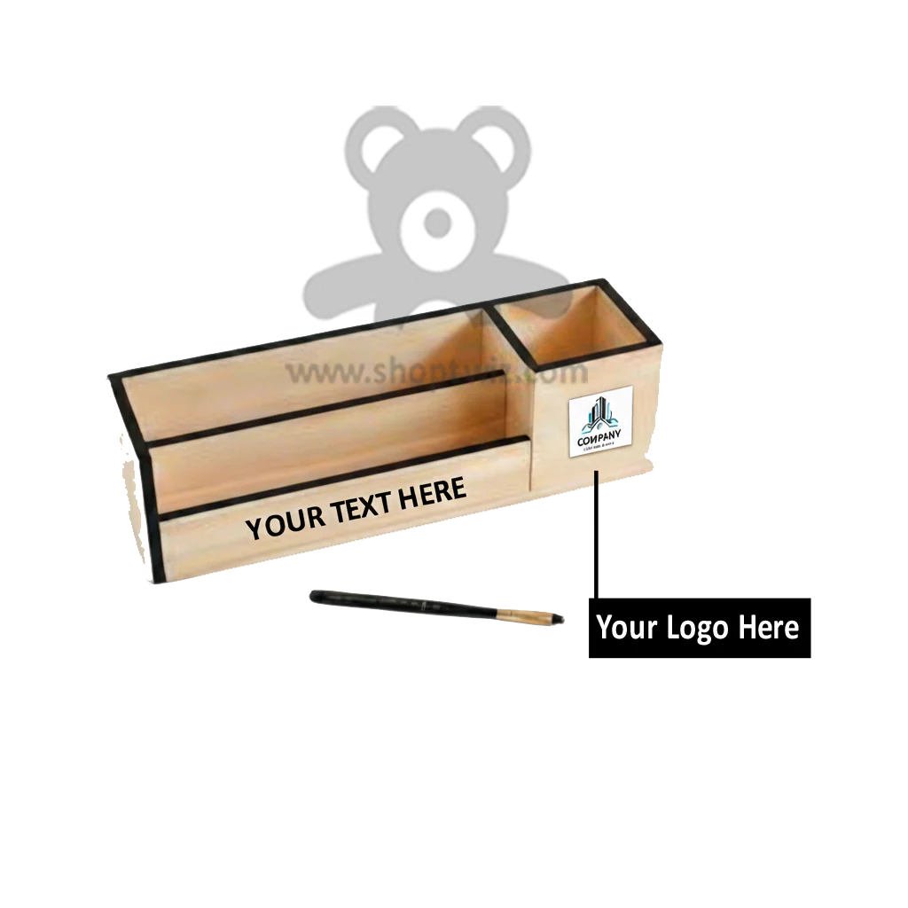 ShopTwiz Customized Wooden Desk Organizer – Personalize with Logo or Name | Elegant Corporate Gift - Image 2