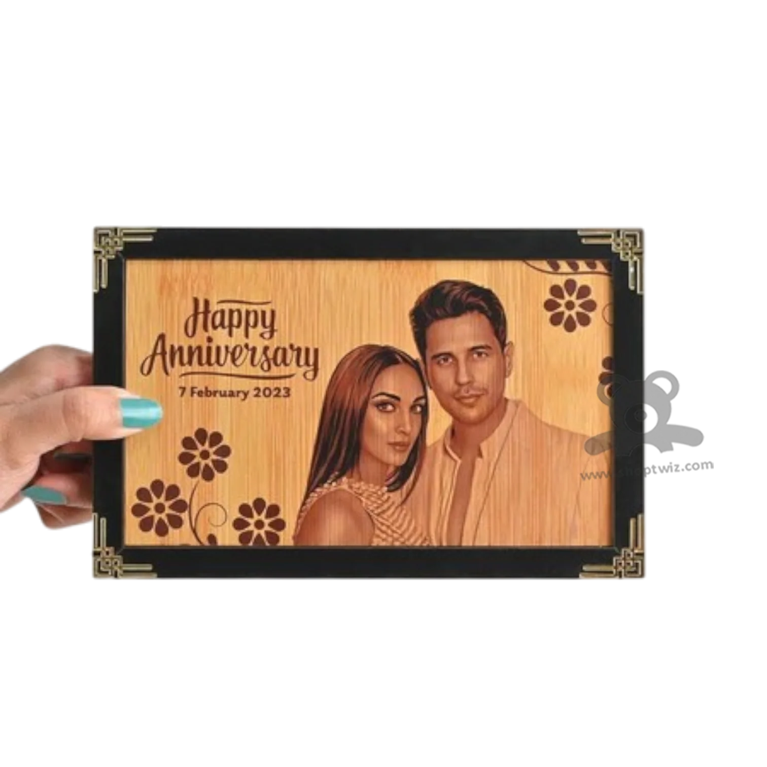 ShopTwiz Customized Wooden Engraved Photo Frame -Elegant Corporate & Personal Gift