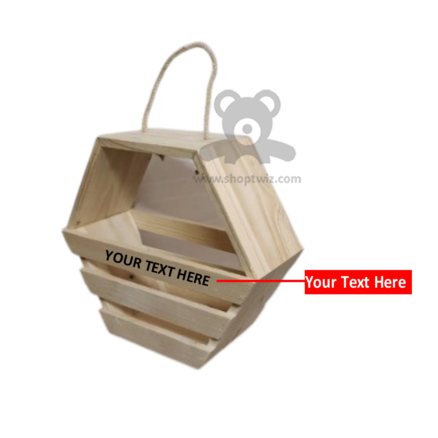 ShopTwiz Customized Wooden Hexagonal Basket – Personalize with Logo or Name | Elegant Corporate Gift - Image 2