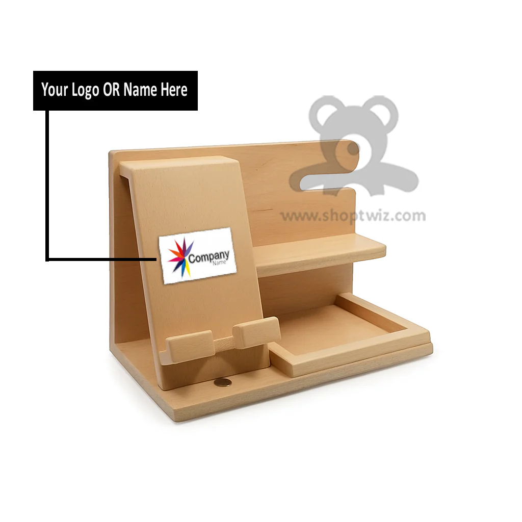 ShopTwiz Customized Wooden Mobile Stand – Personalize with Logo or Name | Elegant Corporate Gift - Image 2