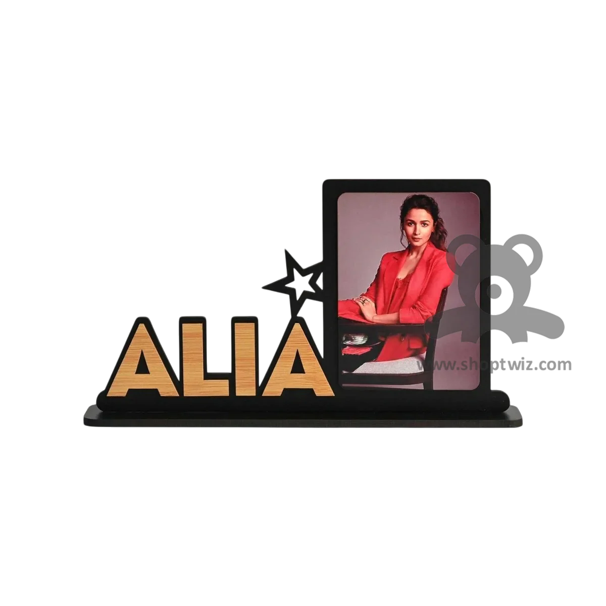 ShopTwiz Customized Wooden Name Plate With Photo Frame - Stylish Corporate & Personal Gift - Image 3