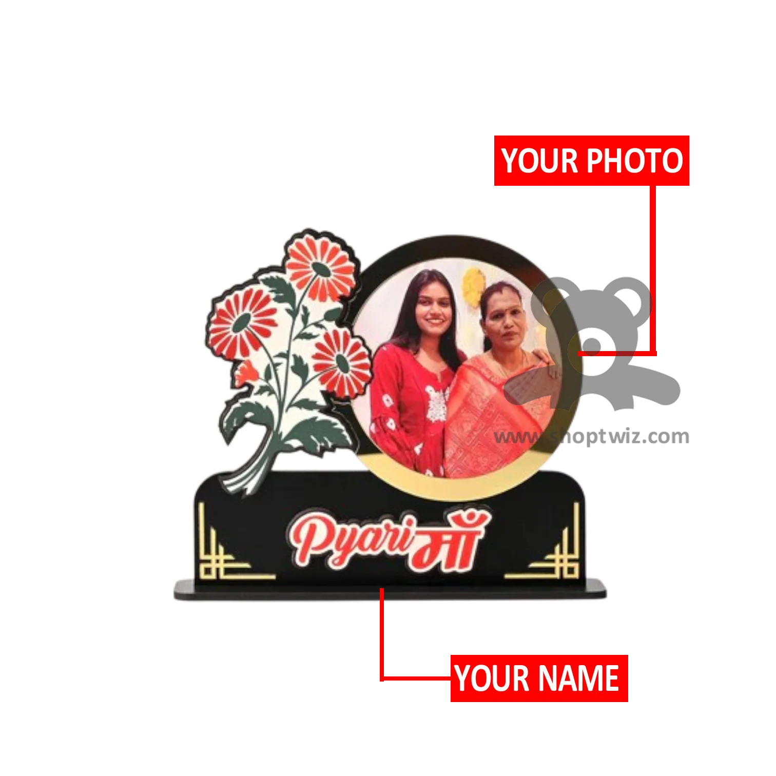 ShopTwiz Customized Wooden Pyari Maa Photo Frame Special Mother's Day Gift - Image 2