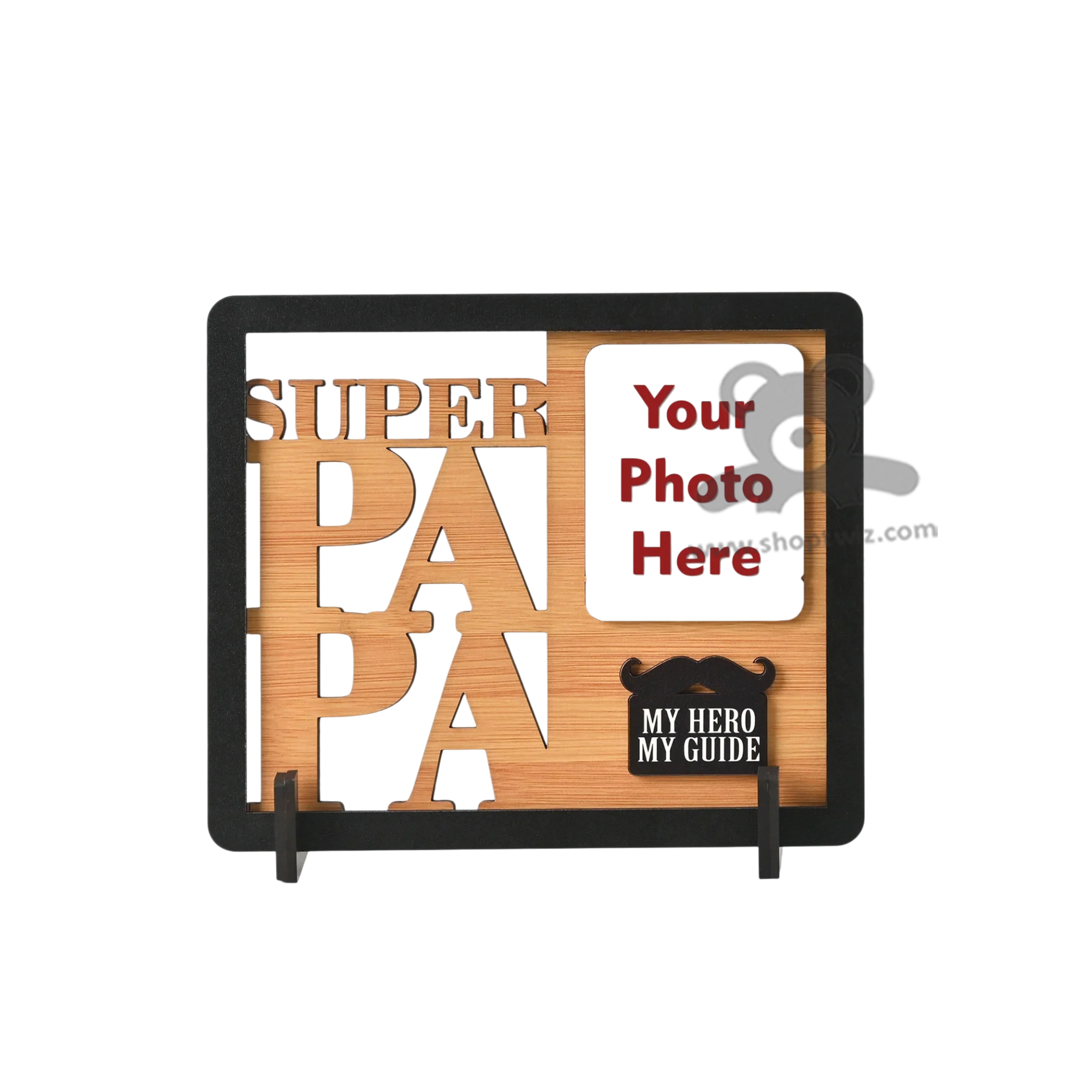 ShopTwiz Customized Wooden Super Dad Photo Frame - My Hero, My Guide Gift