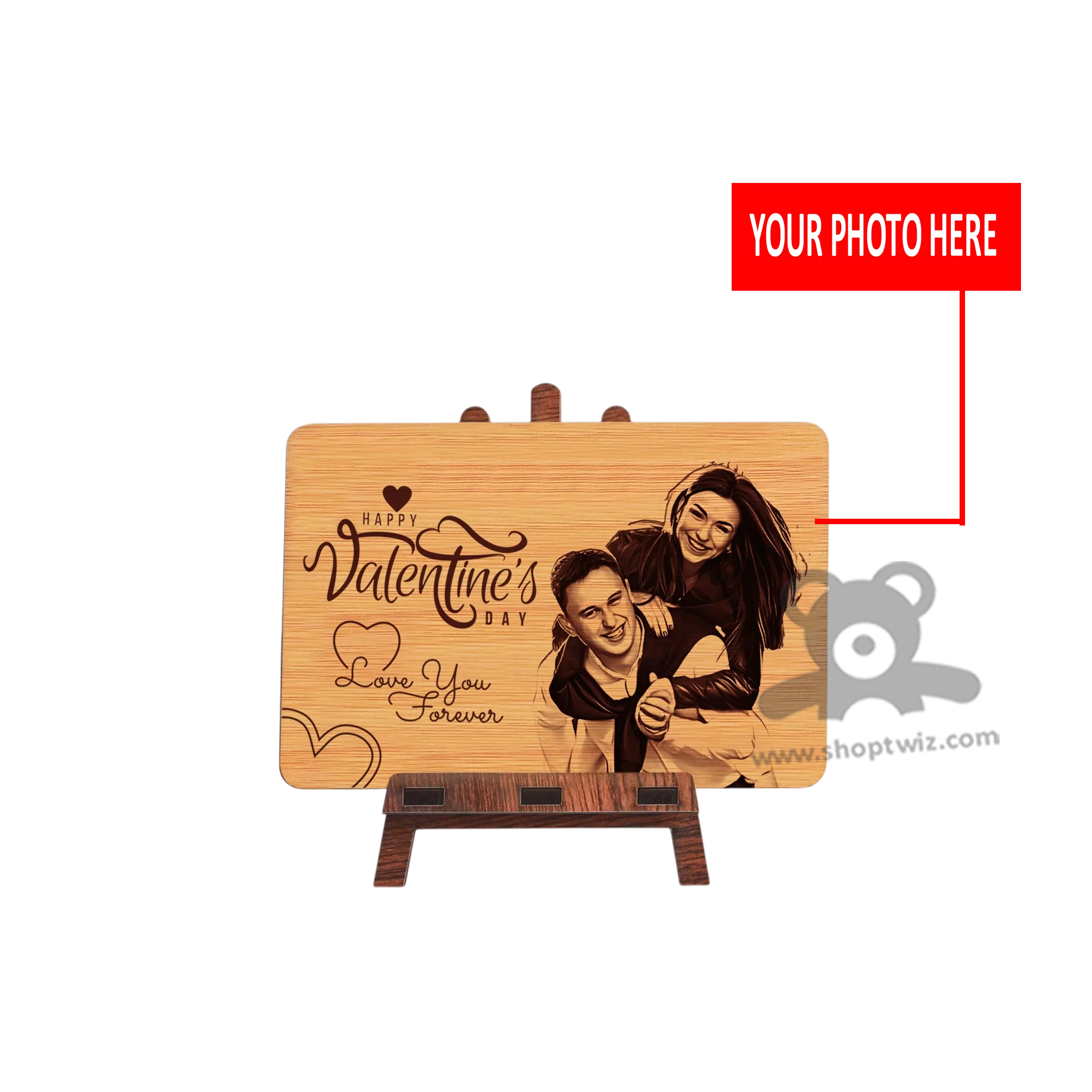 ShopTwiz Customized Wooden Valentine Photo Plaque- Love & Anniversary Corporate Gift