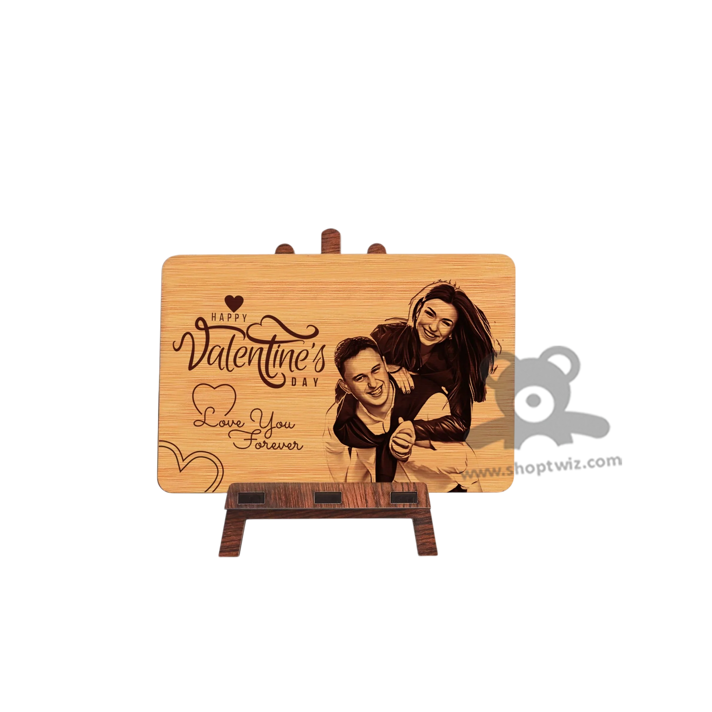 ShopTwiz Customized Wooden Valentine Photo Plaque- Love & Anniversary Corporate Gift - Image 2