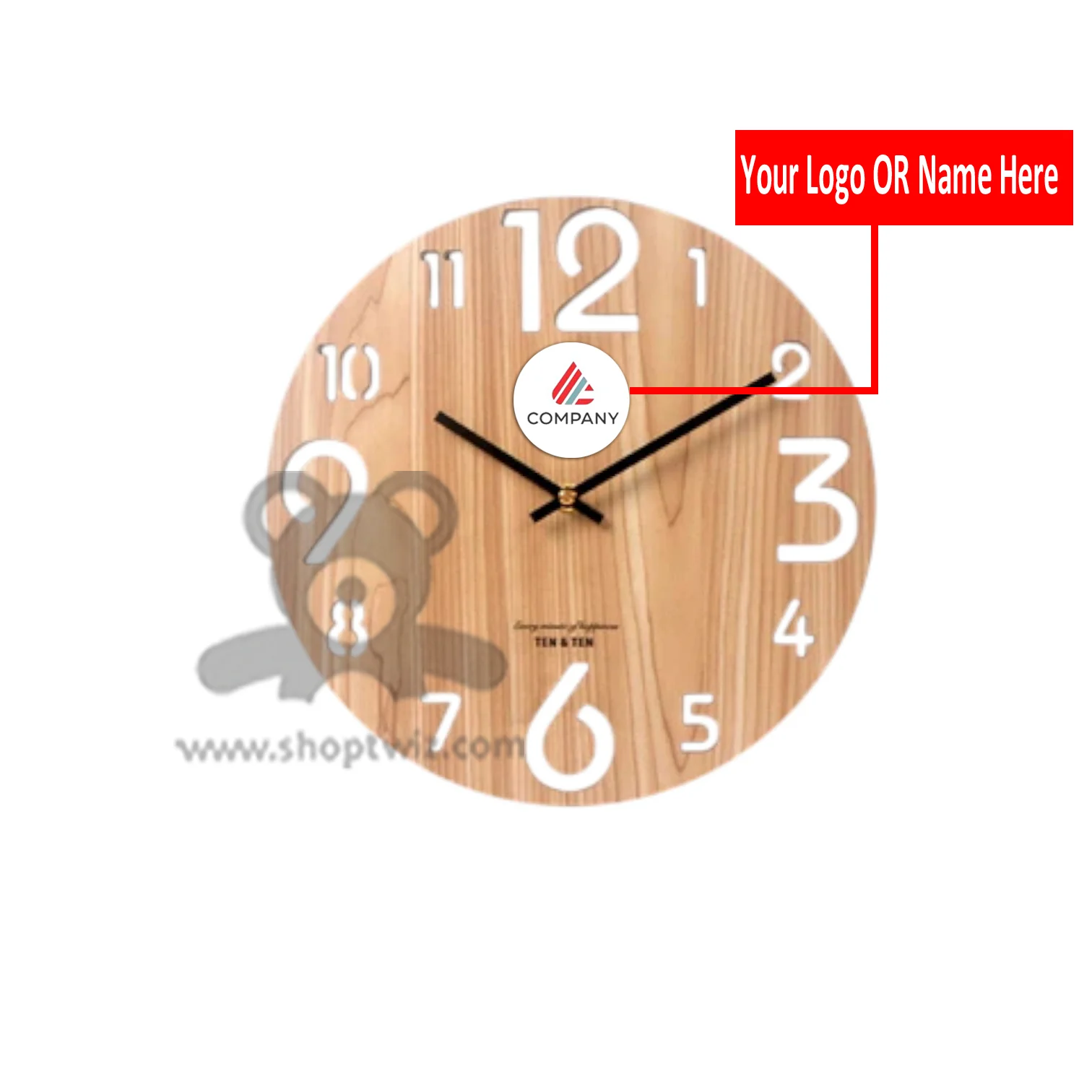 ShopTwiz Customized Wooden Wall Clock – Personalized Logo & Name Corporate Gift - Image 2