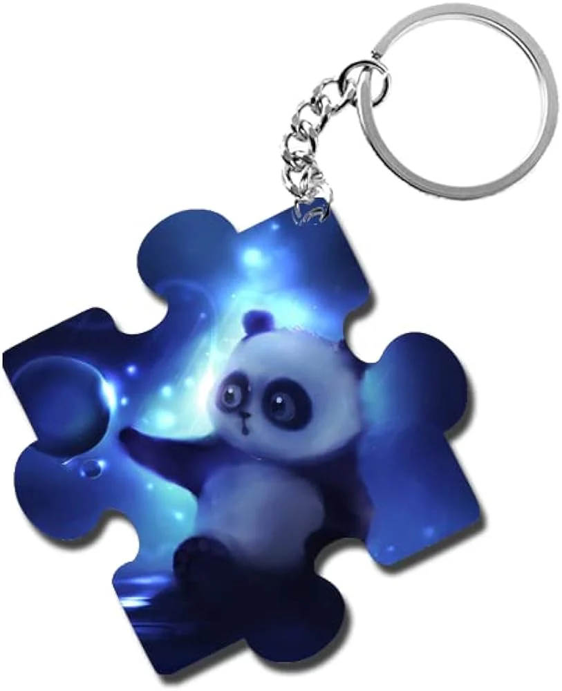 ShopTwiz Cutie Panda Wooden Puzzle Key Ring (Set of 2) - Image 2