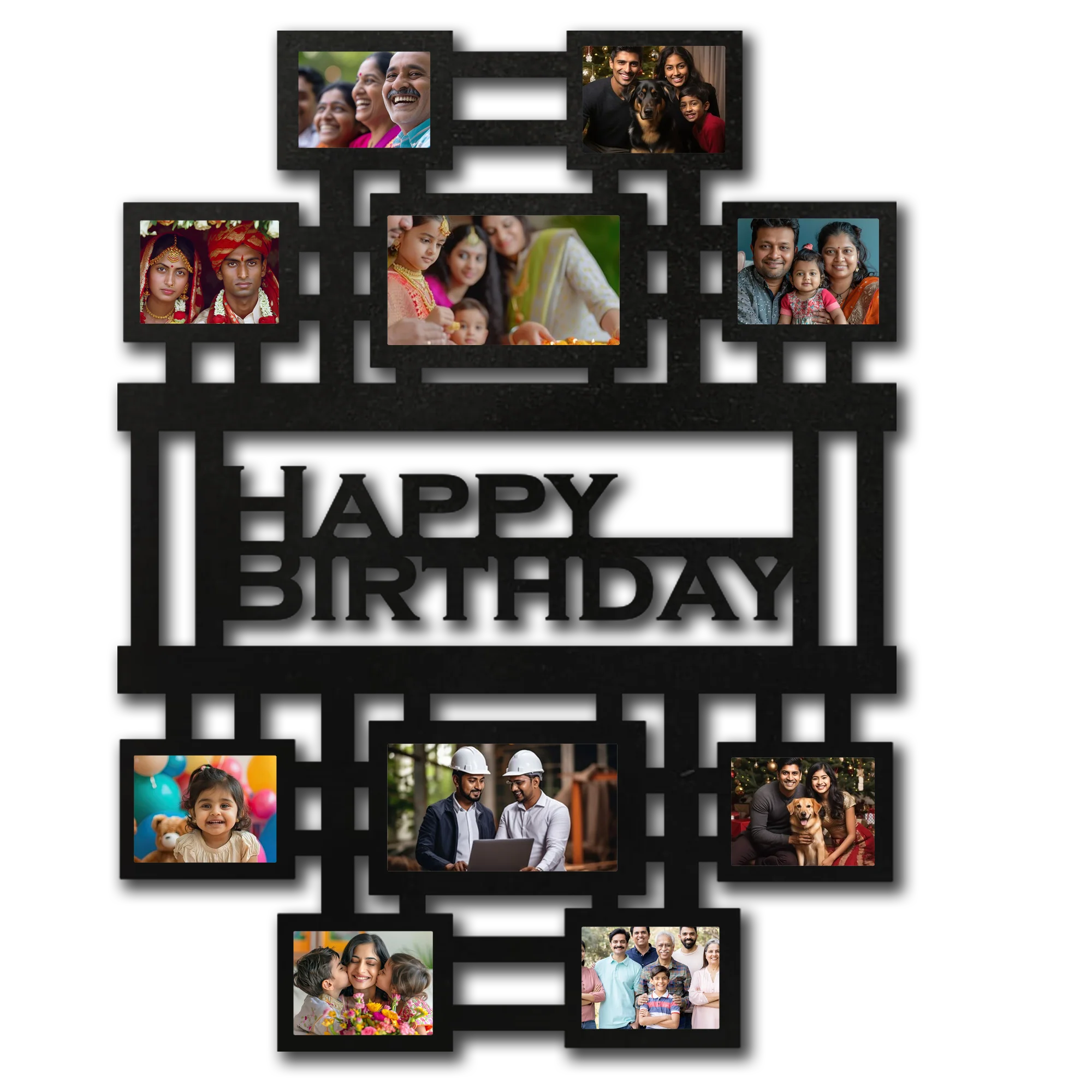 ShopTwiz Happy Birthday Collage Photo Frame with 10 photos ( Customizable )
