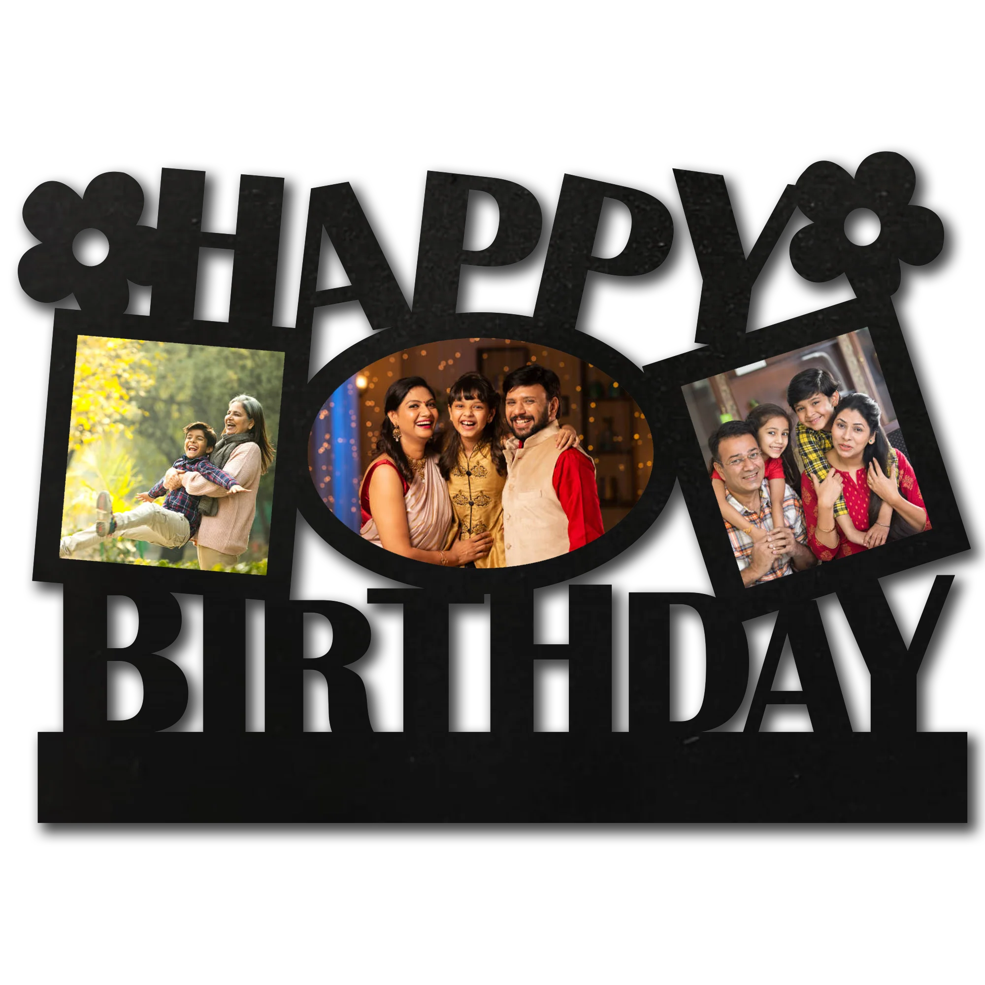 ShopTwiz Happy Birthday Collage Photo Frame with 3 photos ( Customizable )