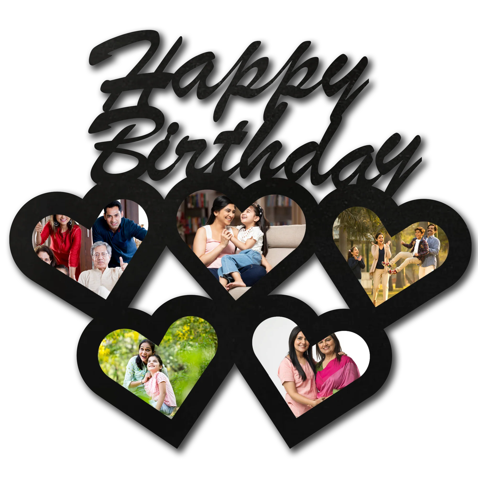 ShopTwiz Happy Birthday Collage Photo Frame with 5 photos ( Customizable )