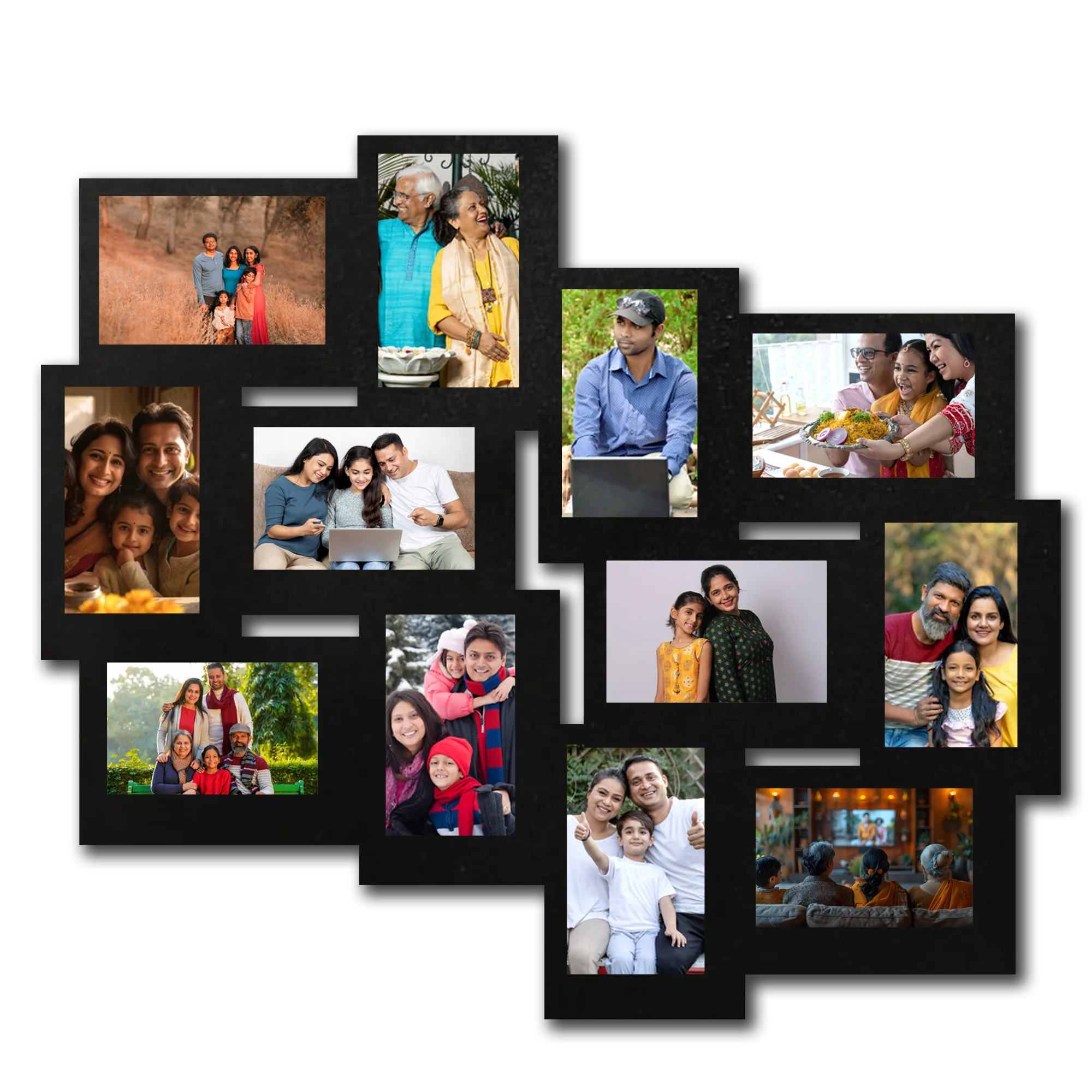 ShopTwiz Happy Family Collage Photo Frame with 12 photos ( Customizable )