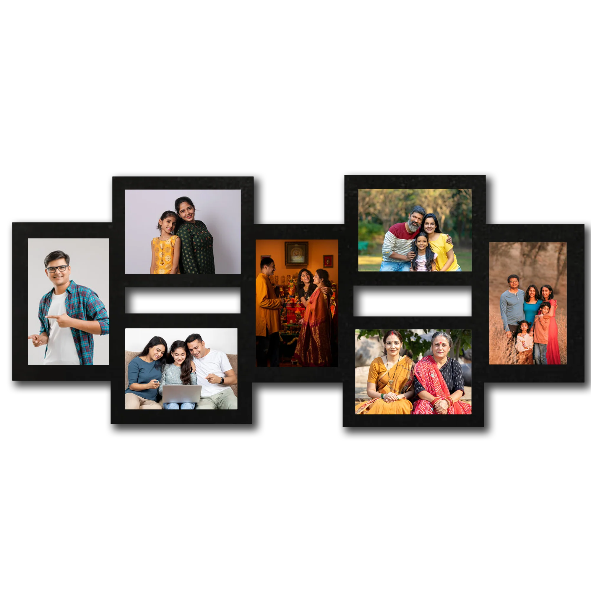 ShopTwiz Happy Family Collage Photo Frame with 7 photos ( Customizable )
