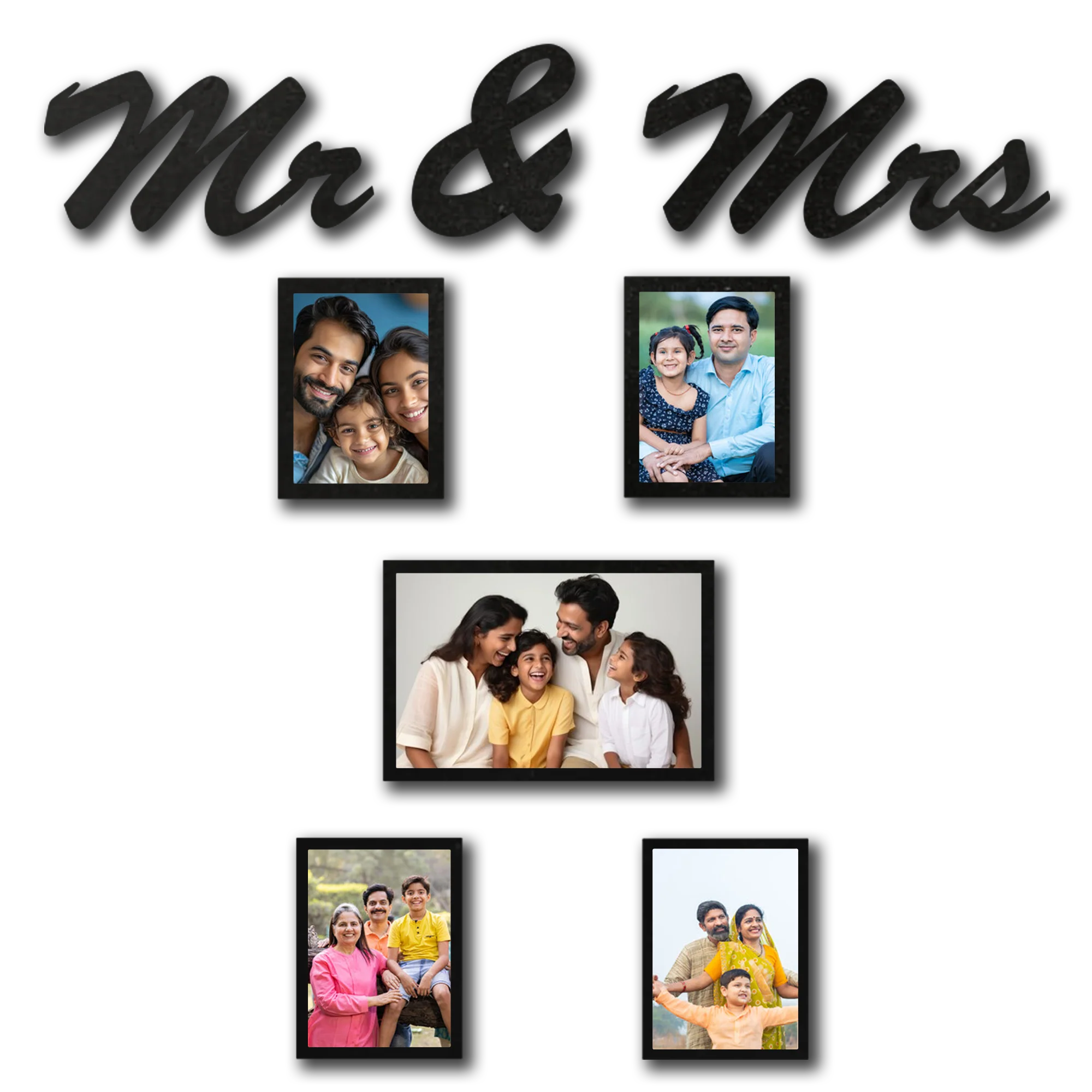 ShopTwiz Mr & Mrs Tree Collage Photo Frame with 5 photos ( Customizable )