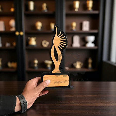 ShopTwiz Premium Wooden Feather Trophy - Unique Corporate Gift