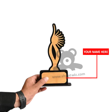 ShopTwiz Premium Wooden Feather Trophy - Unique Corporate Gift - Image 2