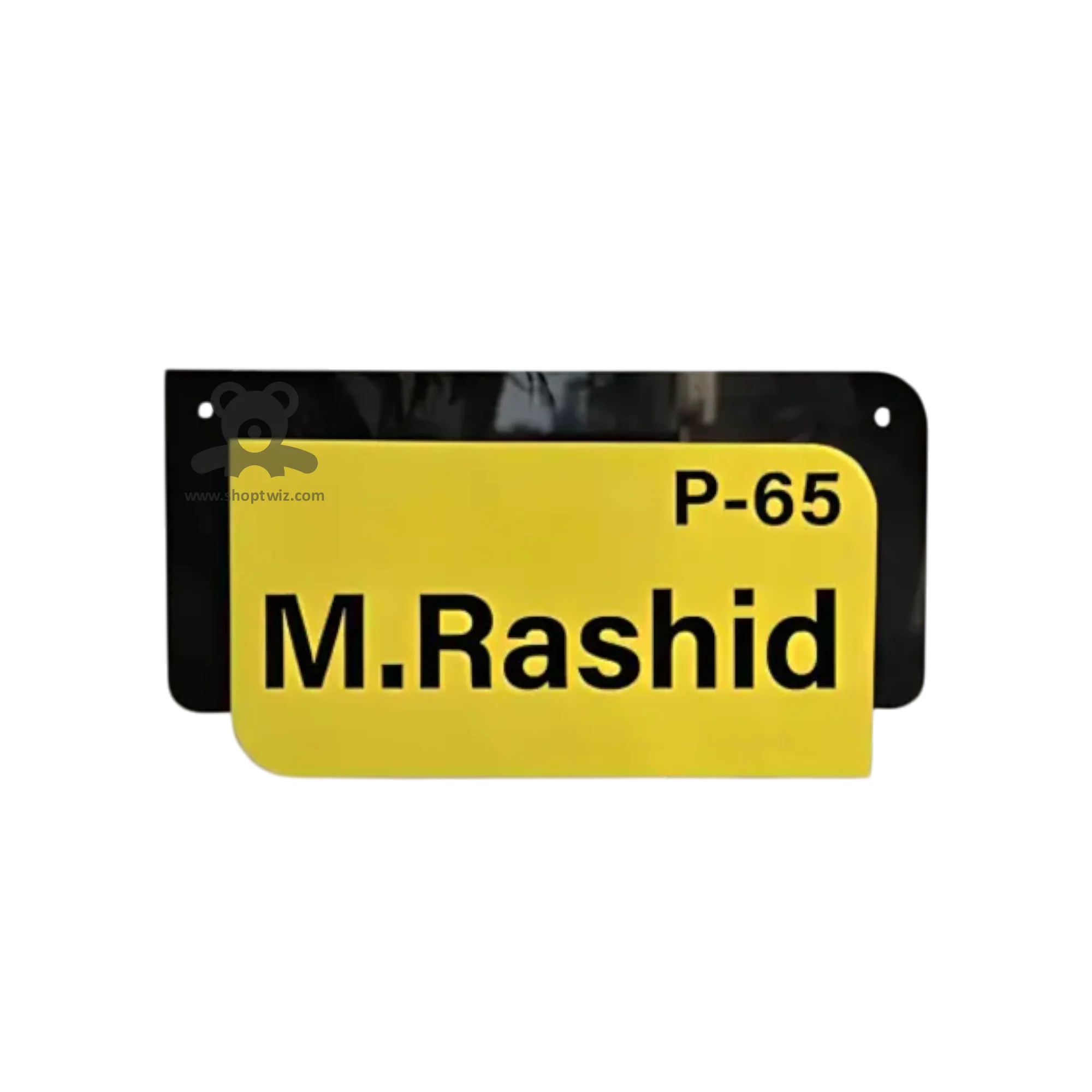 ShopTwiz Rectangle and Golden Acrylic with Black Letter Name Plate for House and Office - Image 2