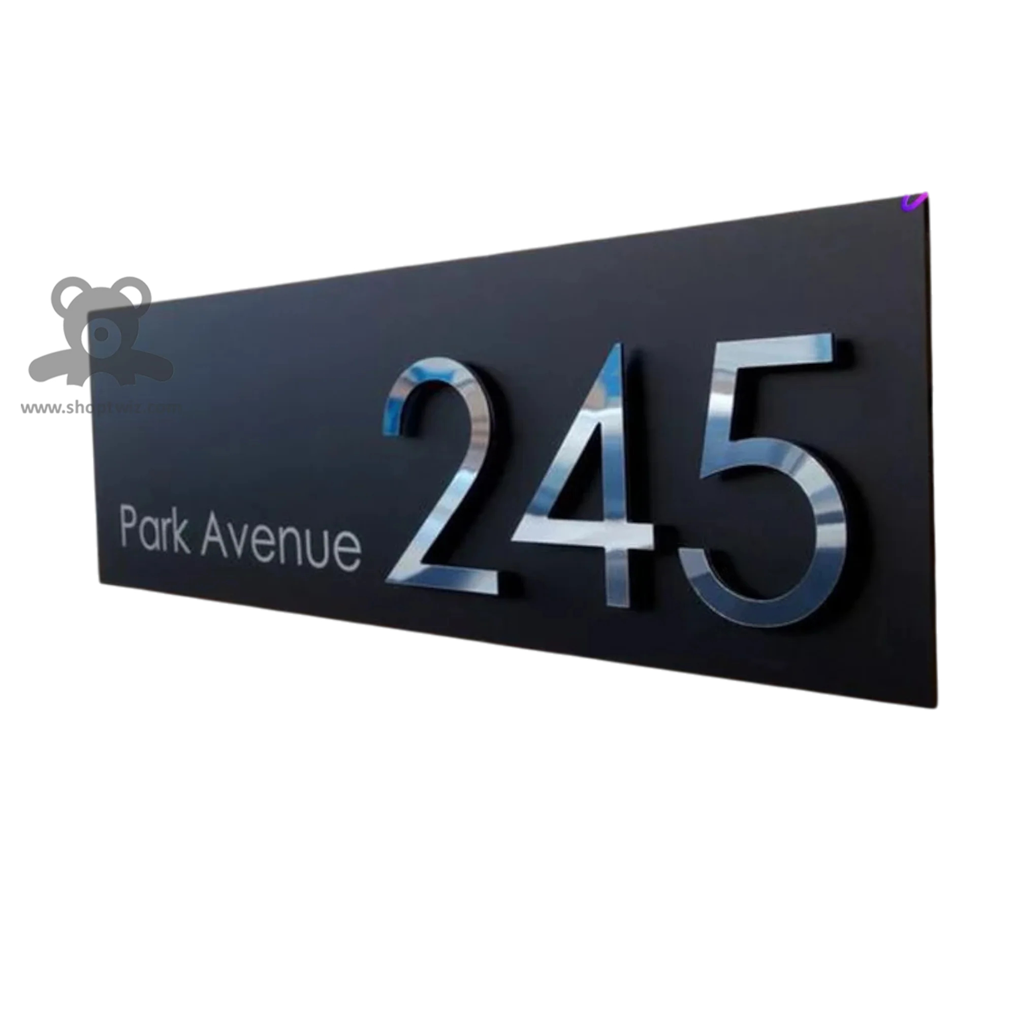 ShopTwiz Rectangle Black Acrylic Transparent Letter Name Plate for House and Office - Image 2