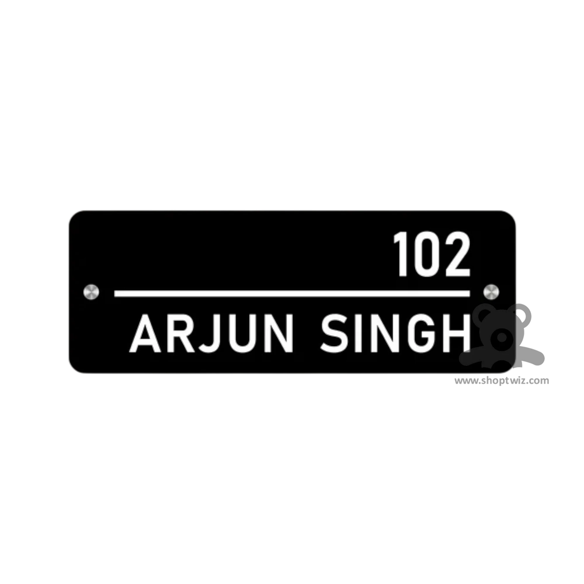 ShopTwiz Rectangle Black Acrylic White Letter Name Plate for House and Office - Image 2