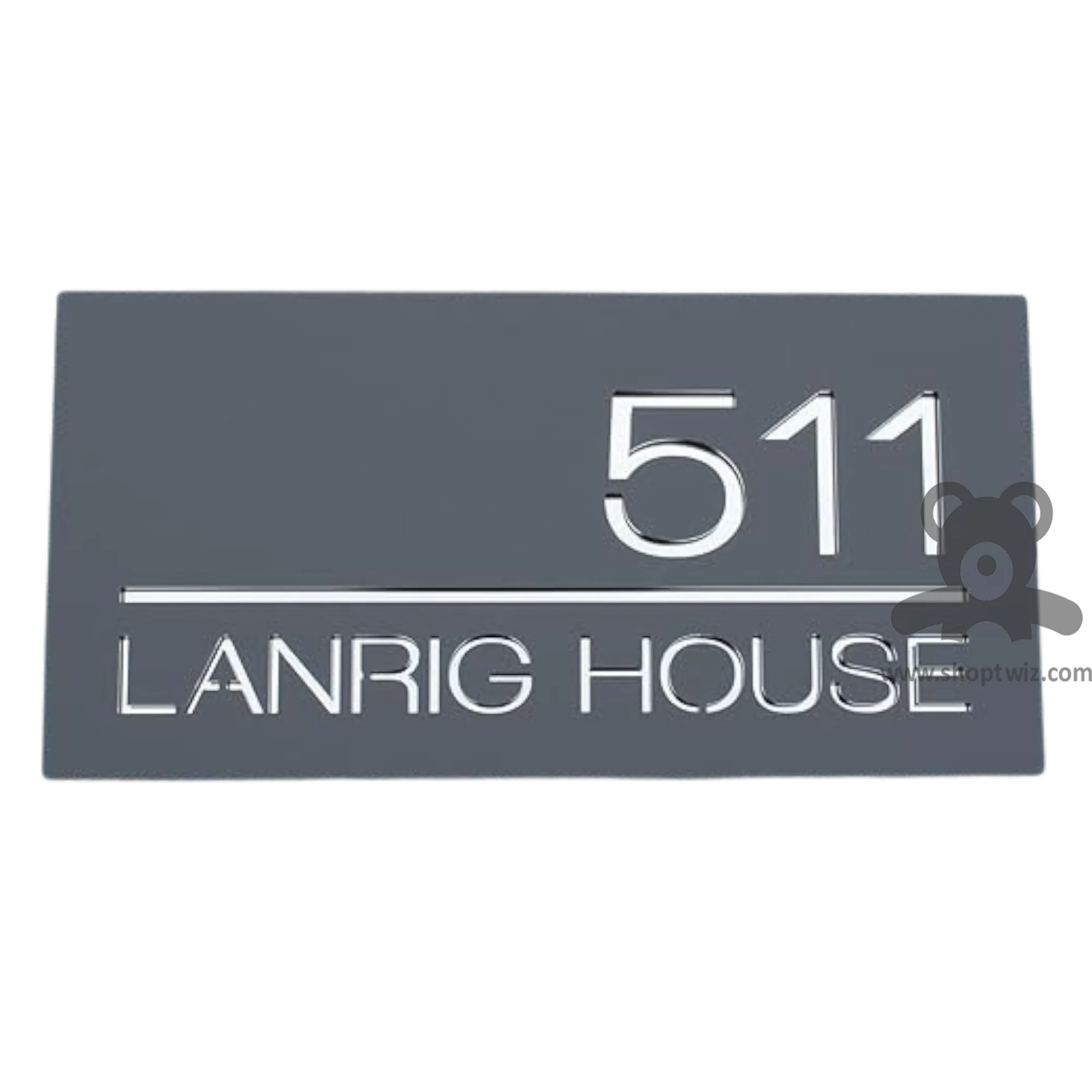 ShopTwiz Rectangle Black Acrylic White Letter Name Plate for House and Office - Image 2