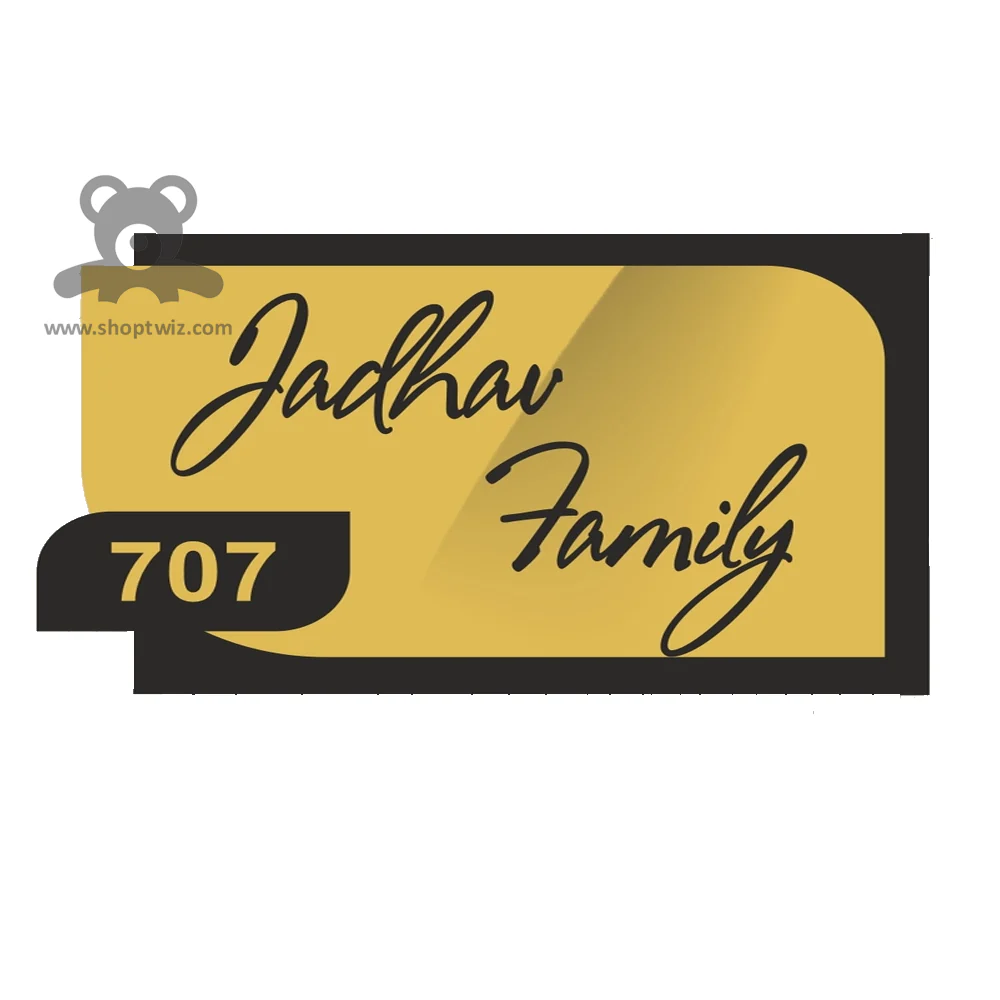 ShopTwiz Rectangle Black Golden Black Letter Name Plate for House and Office - Image 2