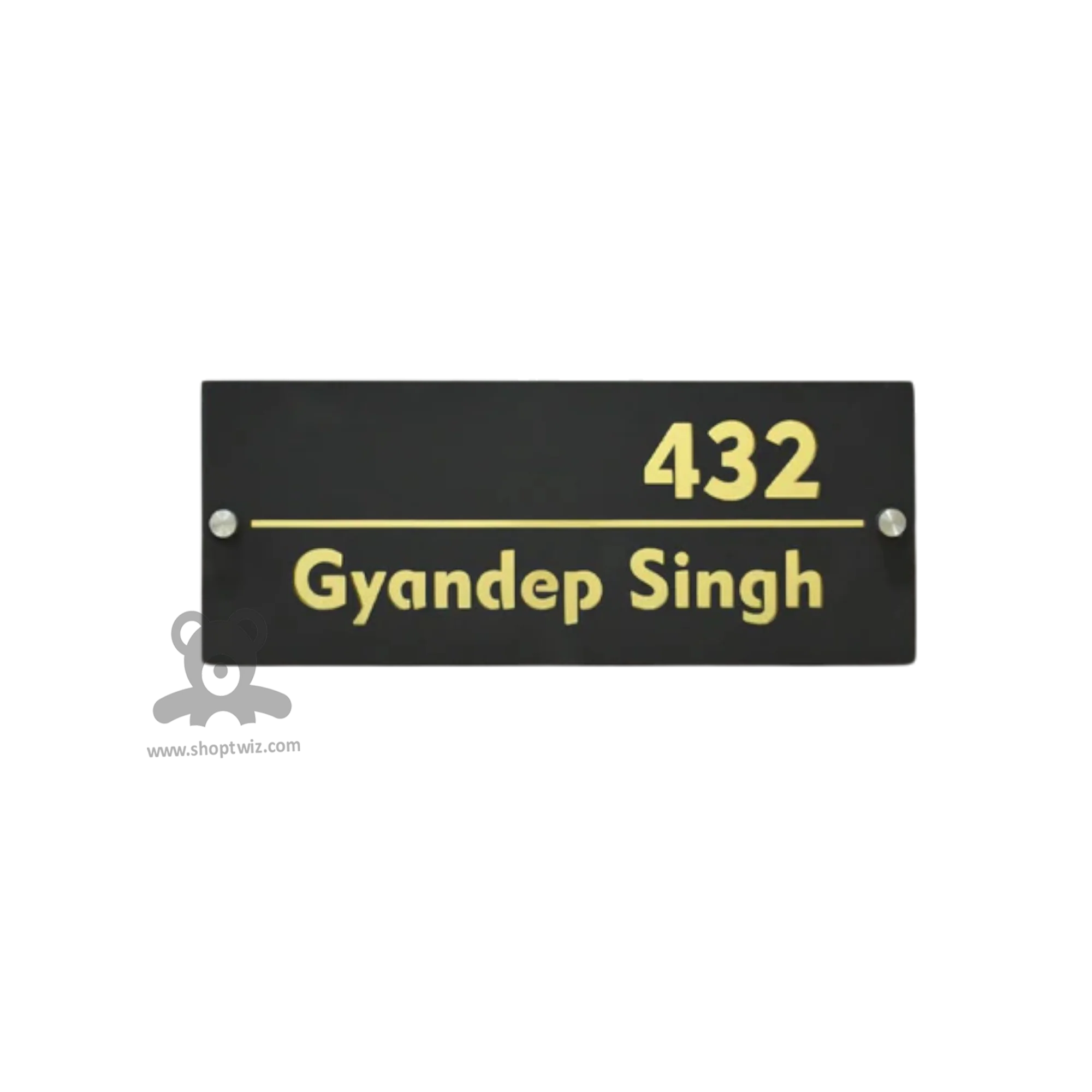 ShopTwiz Rectangle Black Golden Letter Name Plate for House and Office - Image 2