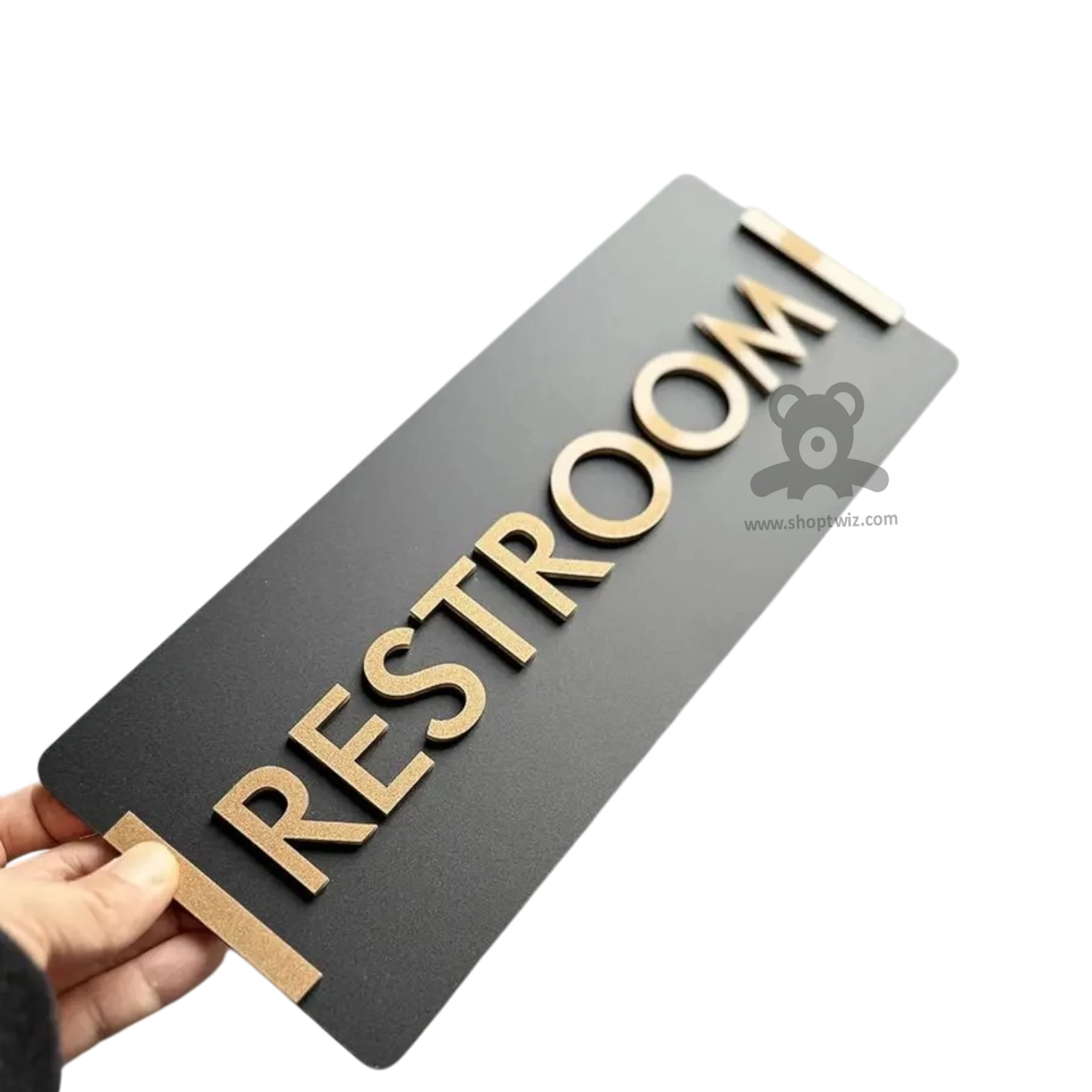 ShopTwiz Rectangle Black Golden Letter Name Plate for House and Office - Image 2