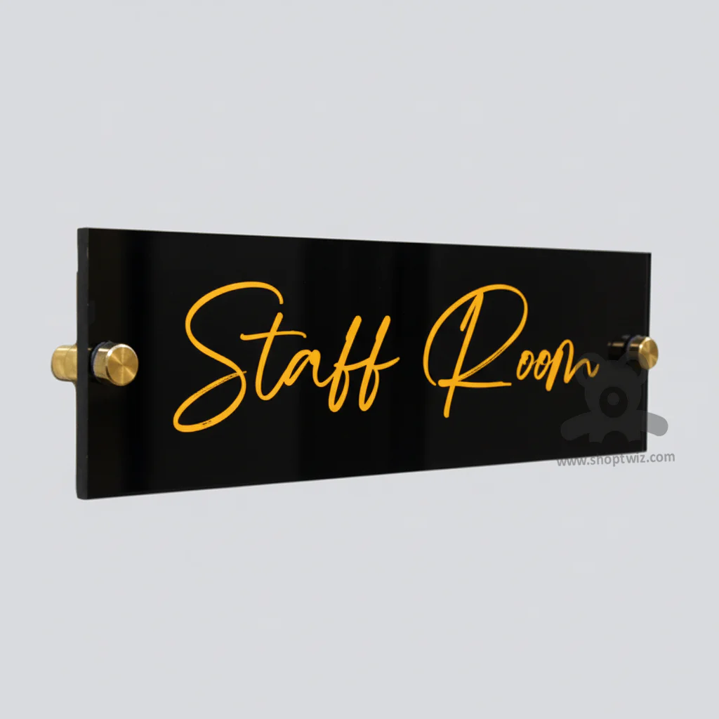 ShopTwiz Rectangle Black Golden Letter Name Plate for House and Office - Image 2