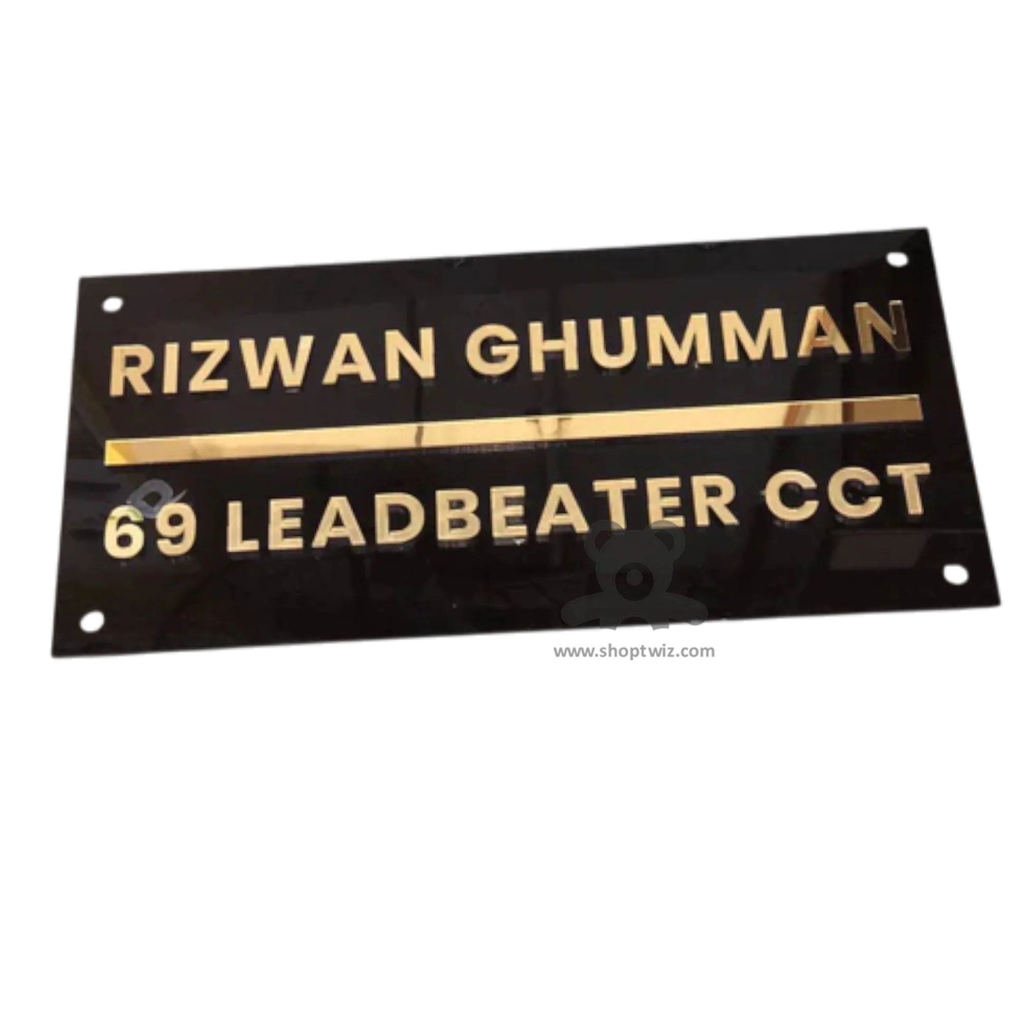 ShopTwiz Rectangle Black Golden Letters Name Plate for House and Office - Image 2