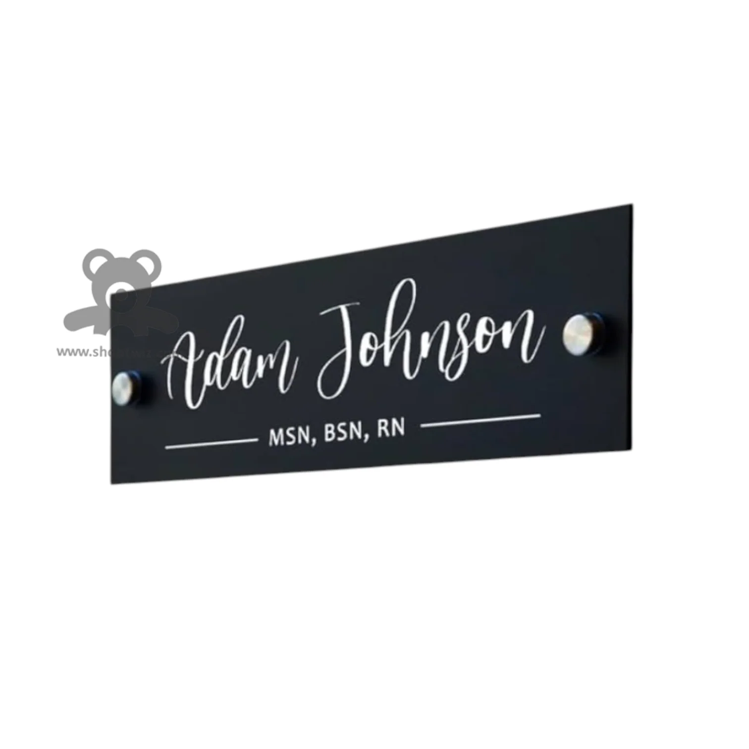 ShopTwiz Rectangle Black White Letter Name Plate for House and Office - Image 2