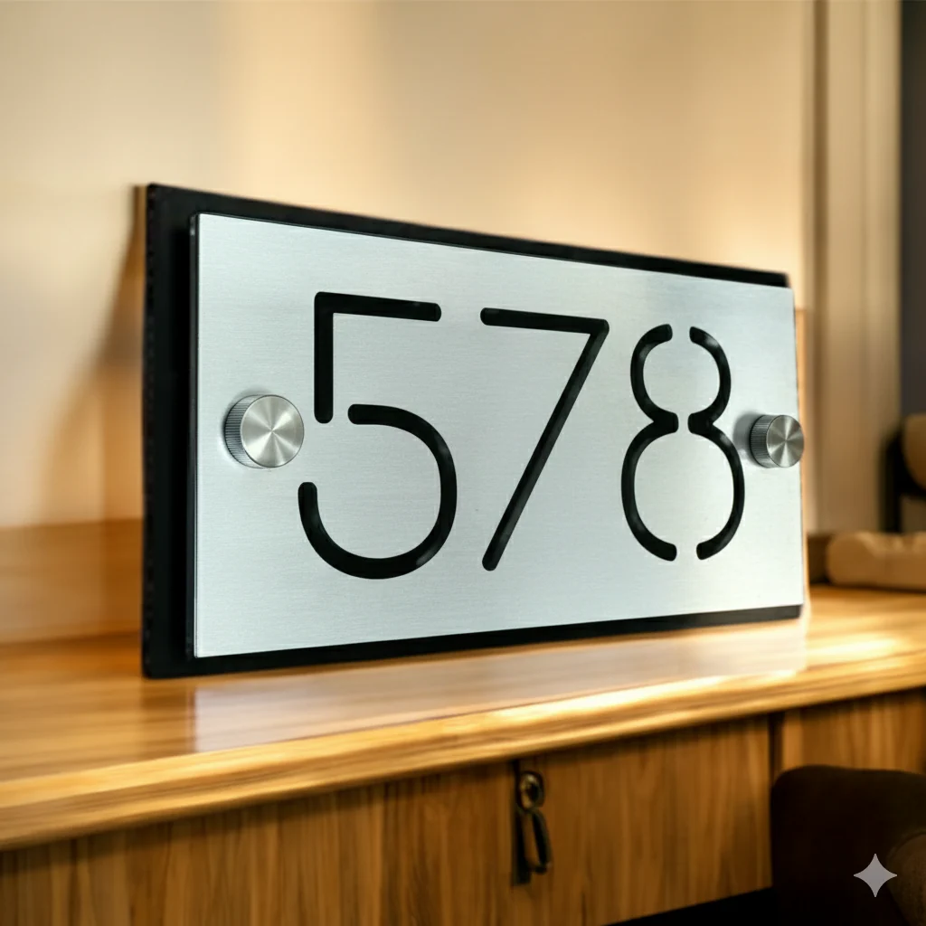 ShopTwiz Rectangle Black White Letter Plate Name Plate for House and Office