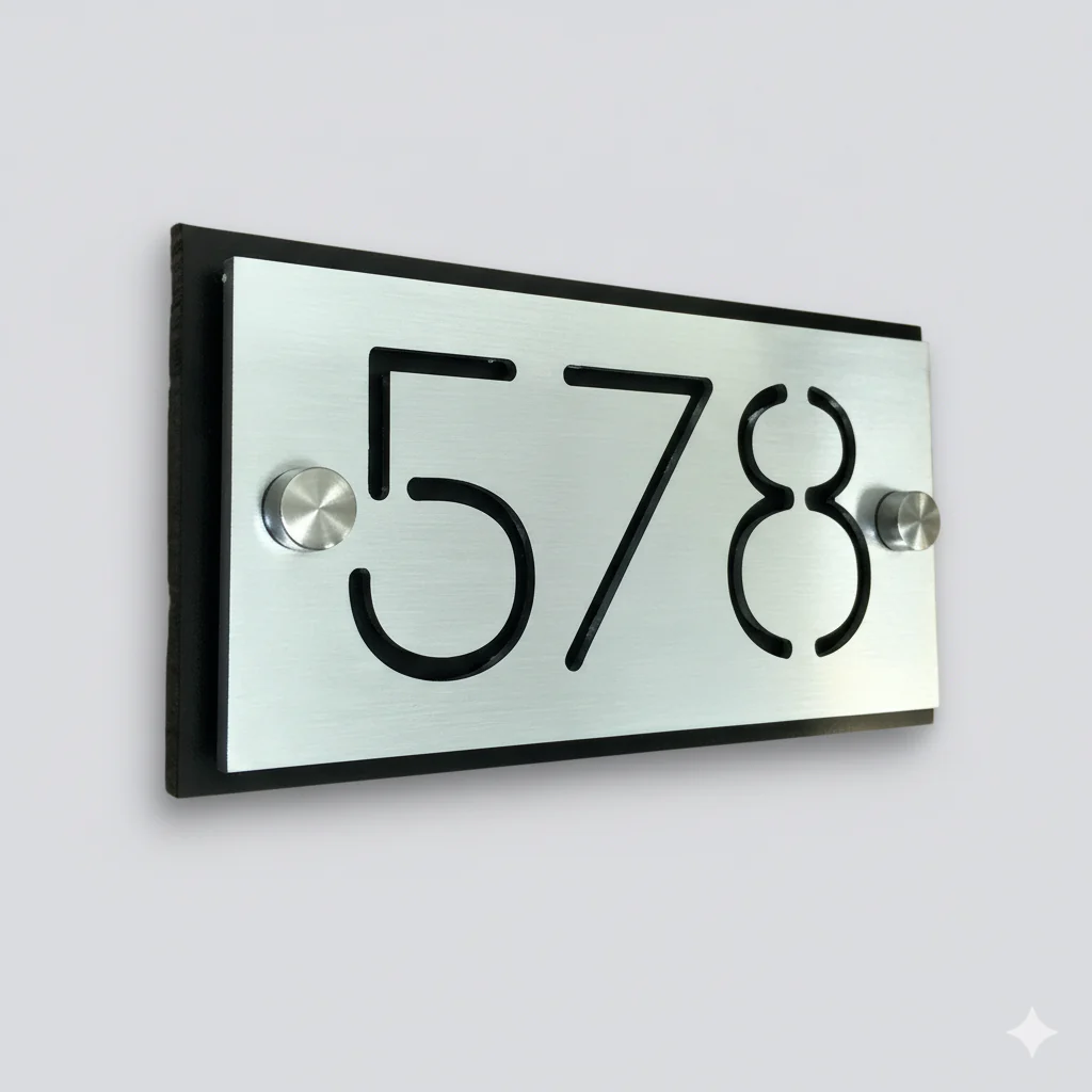 ShopTwiz Rectangle Black White Letter Plate Name Plate for House and Office - Image 2