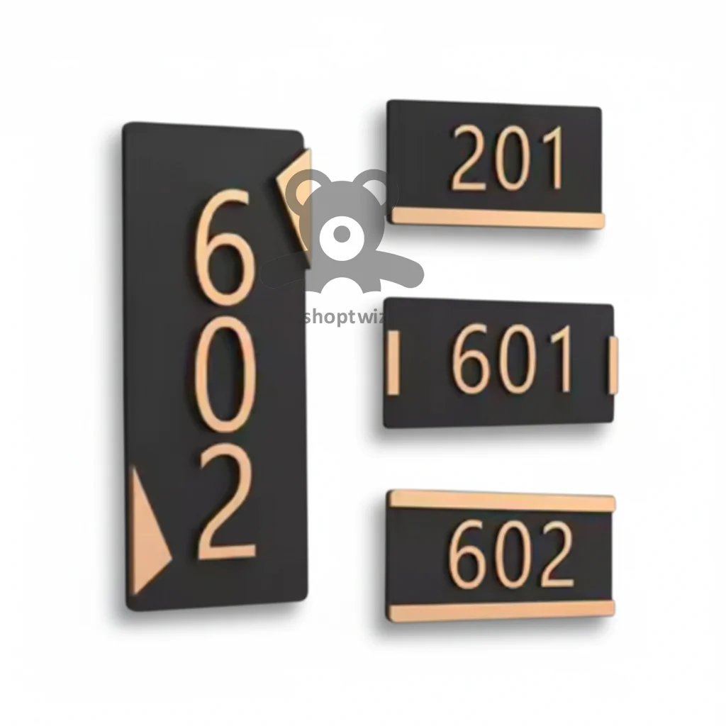 ShopTwiz Rectangle Black Wood Design Wood Letter Name Plate for House and Office - Image 2