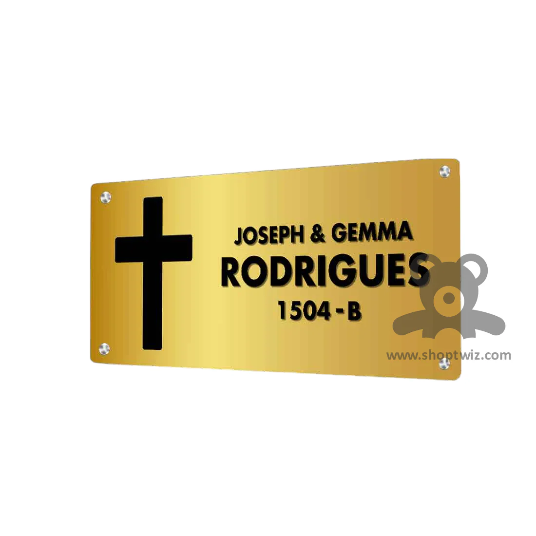ShopTwiz Rectangle Golden Acrylic Black Letter Jesus Name Plate for House and Office - Image 2