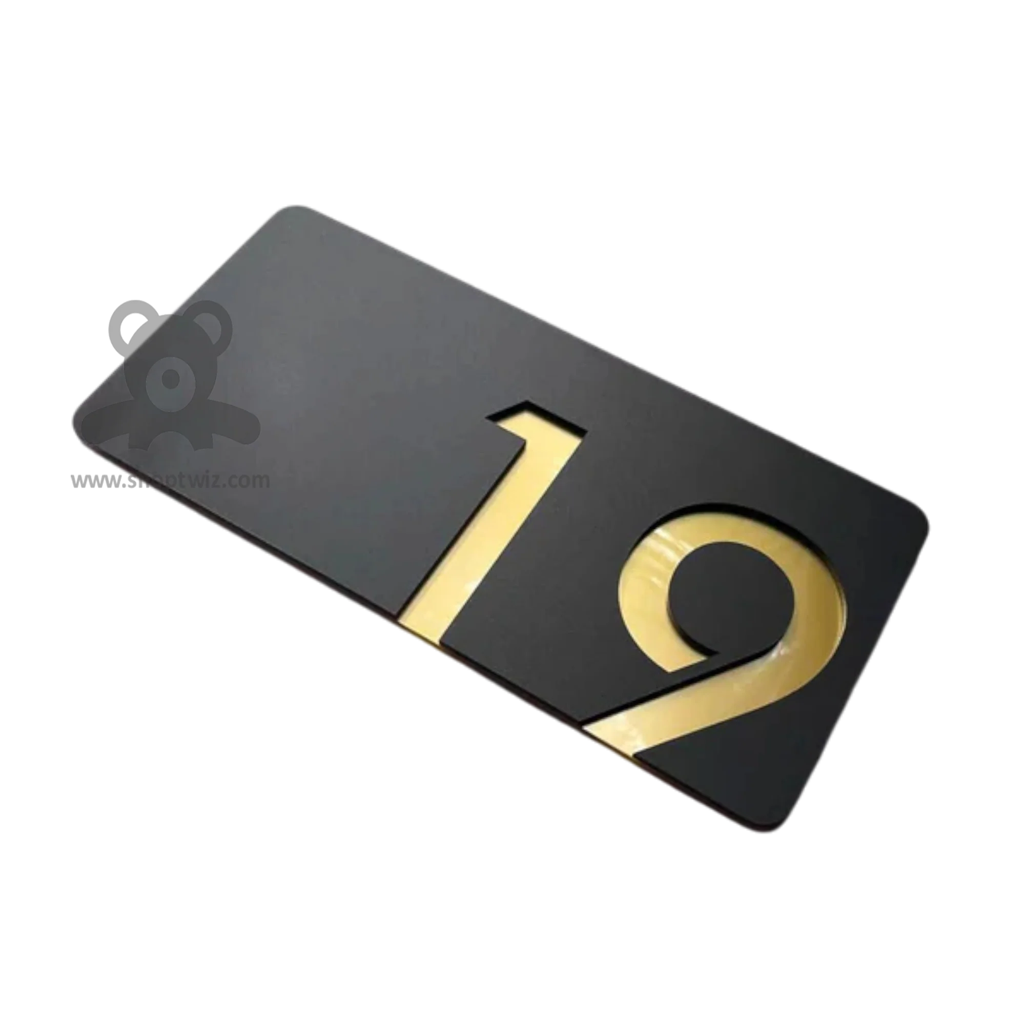 ShopTwiz Rectangle Golden And Black Acrylic Name Plate for House and Office - Image 2