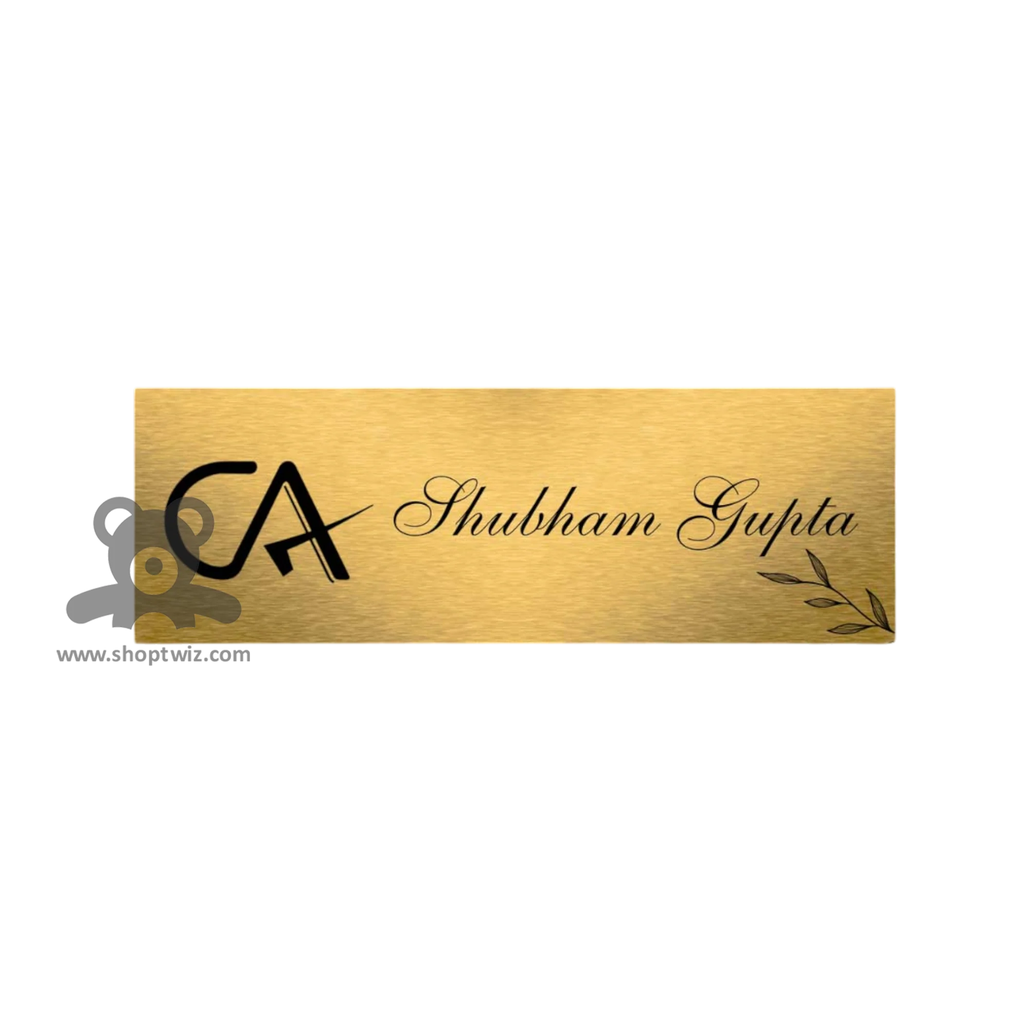 ShopTwiz Rectangle Golden Black Letter Name Plate for House and Office - Image 2