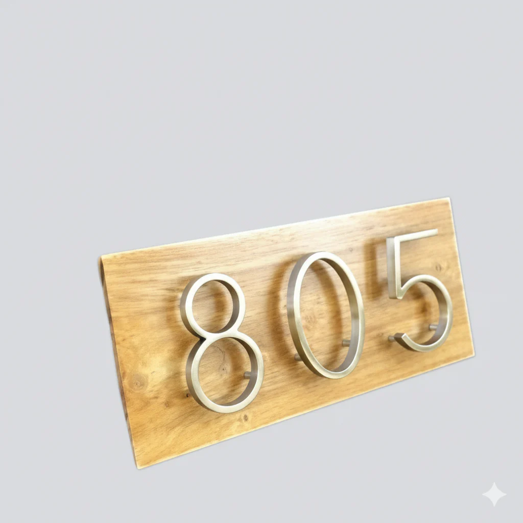 ShopTwiz Rectangle Pine Wood Back with 3D Letter Name Plate for House and Office - Image 2