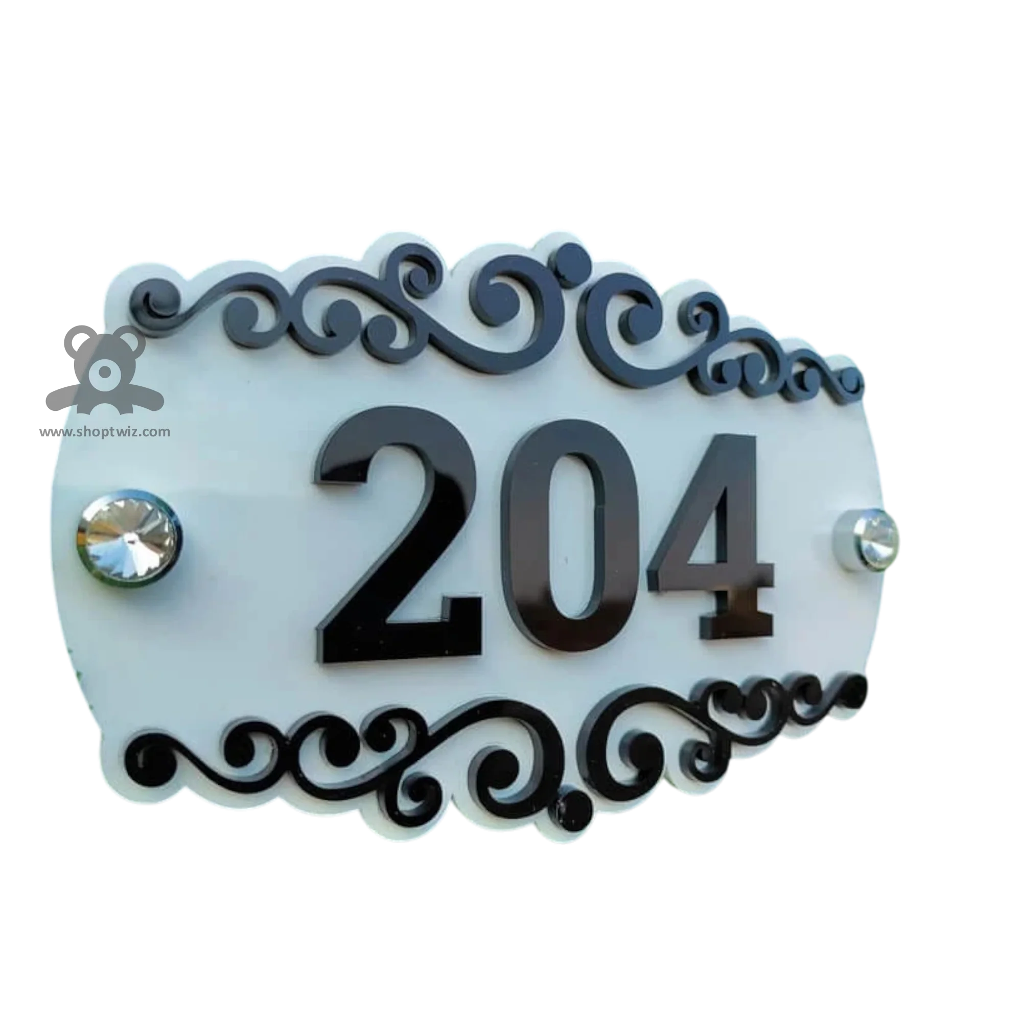 ShopTwiz Rectangle White Acrylic Black Design with Letter Name Plate for House and Office - Image 2