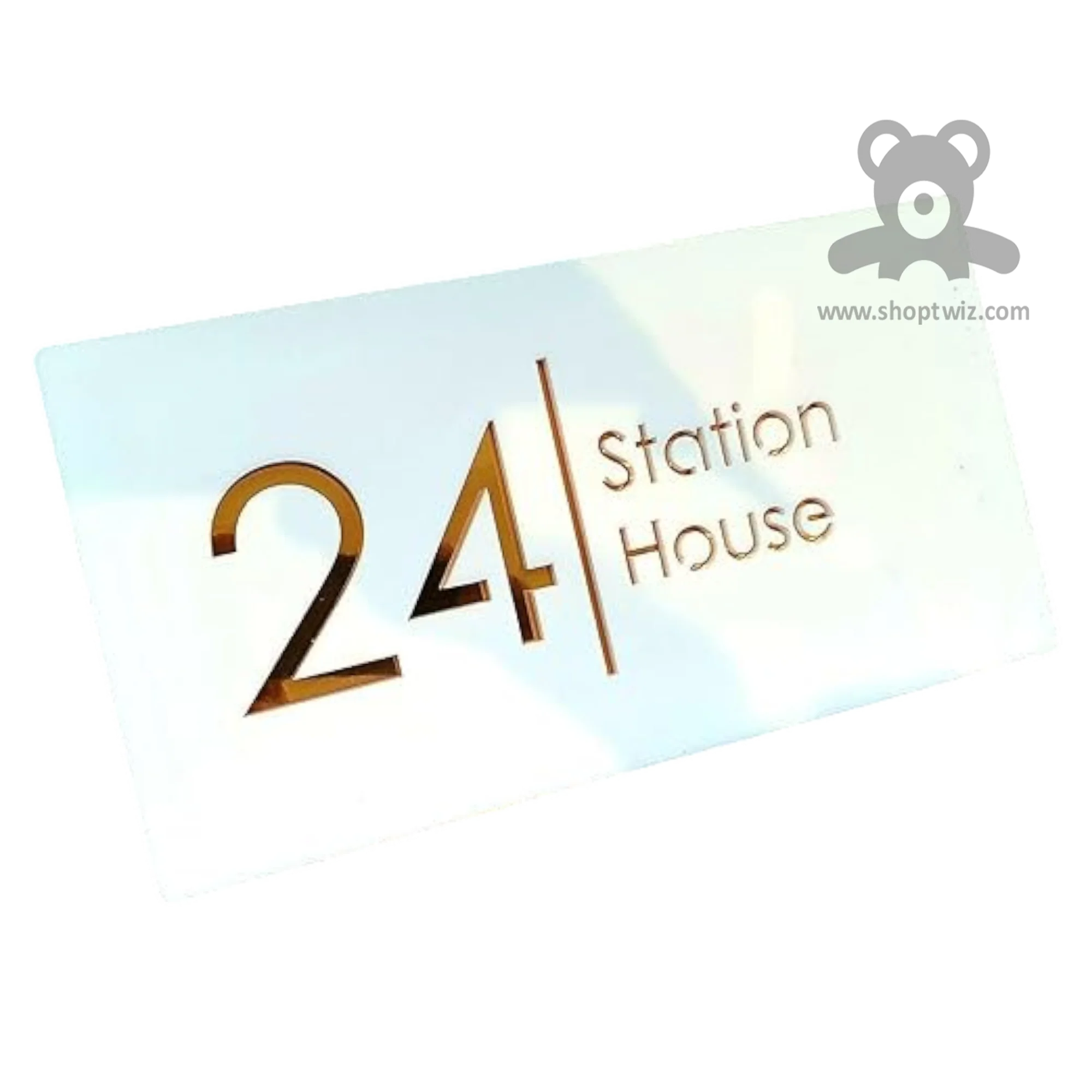 ShopTwiz Rectangle White Golden Letter Name Plate for House and Office - Image 2